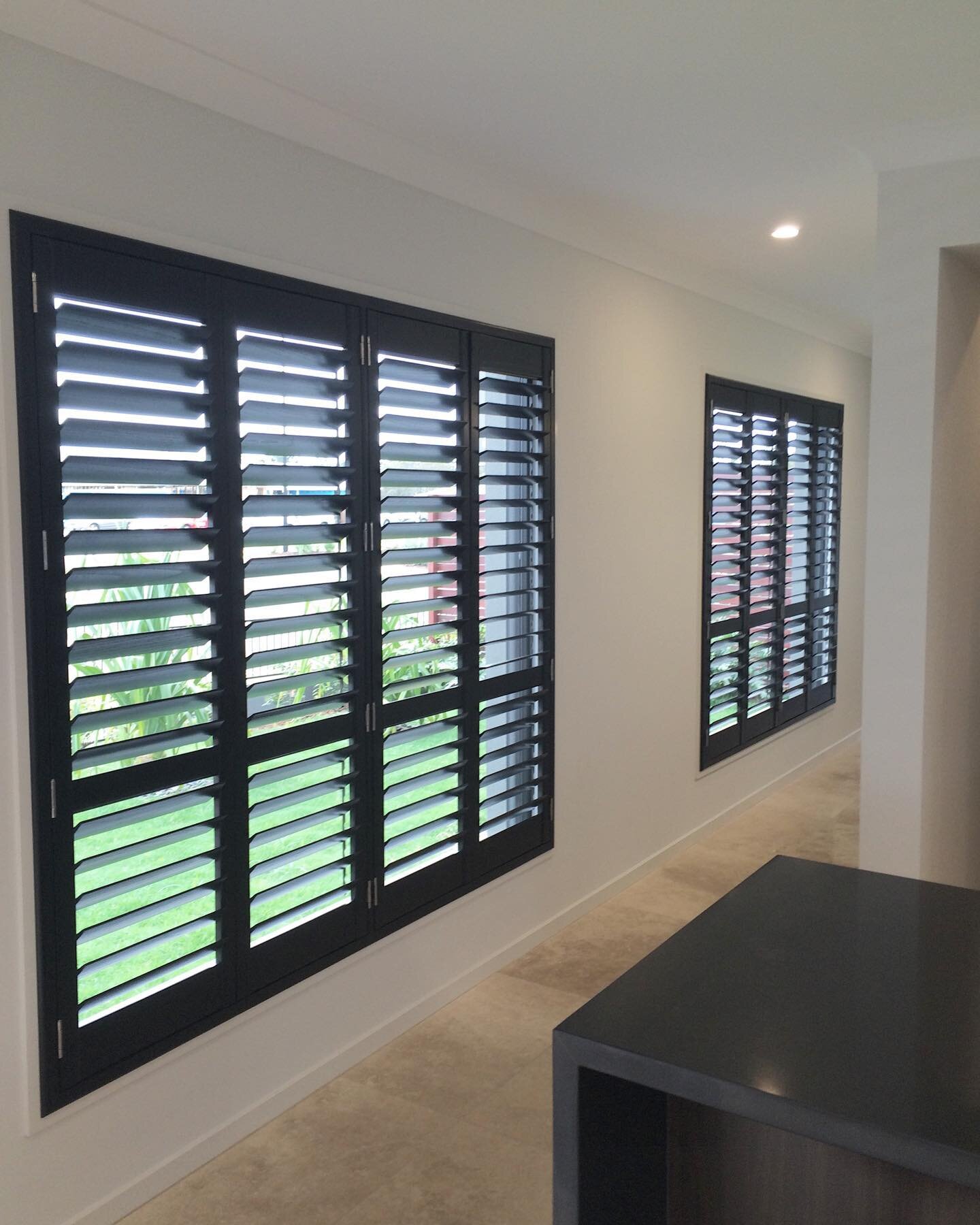 A recent install of our classic timber shutters in dark walnut stain is the perfect addition to this monochromatic space 👌.

#timbershutters #plantationshutter #timberplantationshutters #monochrome #monochromehome #monochromestyle #brisbanehomes #qu