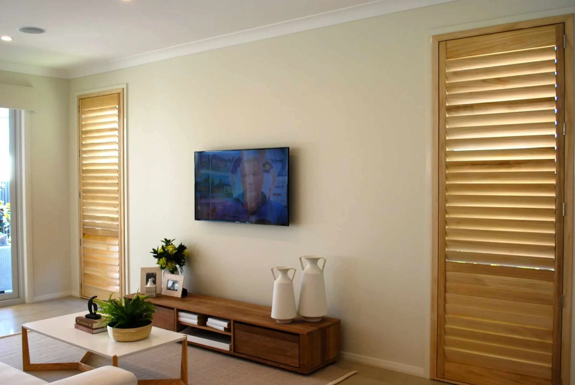 Natural Timber Single Panel Shutters in Brisbane