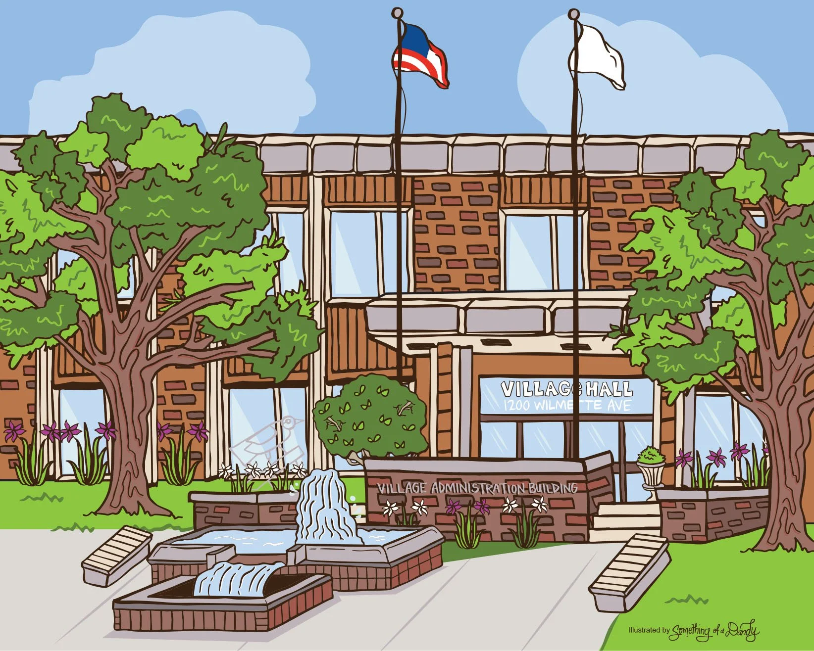 Custom Village Hall Illustration