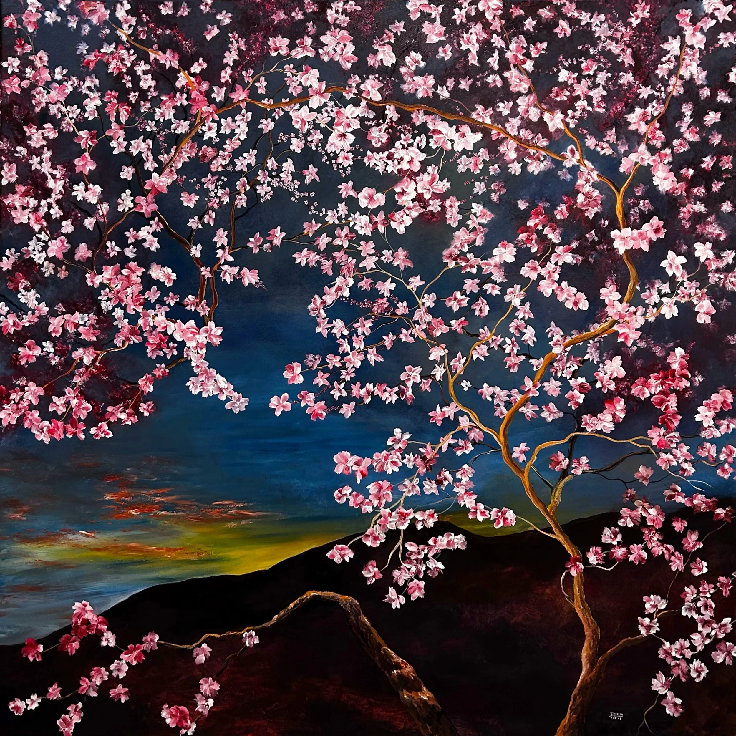 "Blossom Dawn", Oil on canvas. (60"x60") Five foot square  - SOLD