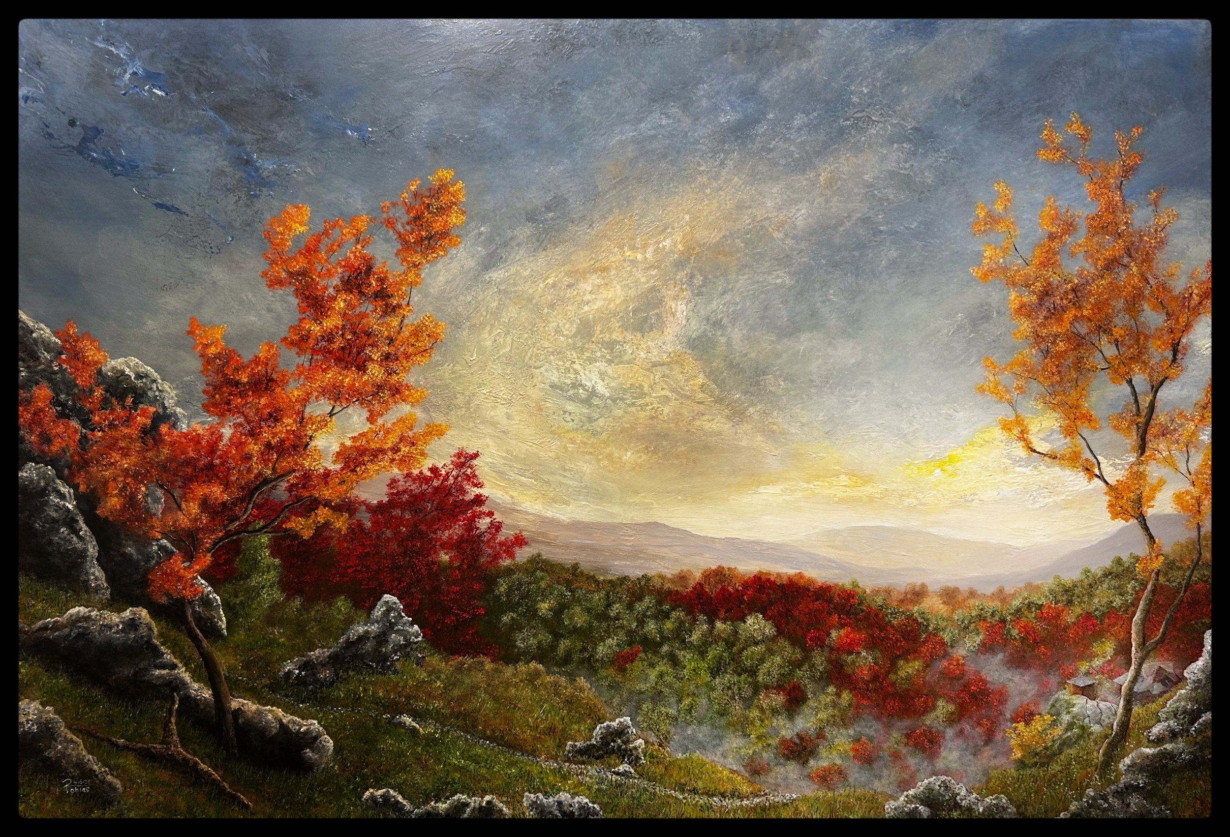 "Mountain Temple, Tamadera, Yamagata, Japan (36"x24"). Oil on archival gesso board. Available: $1200