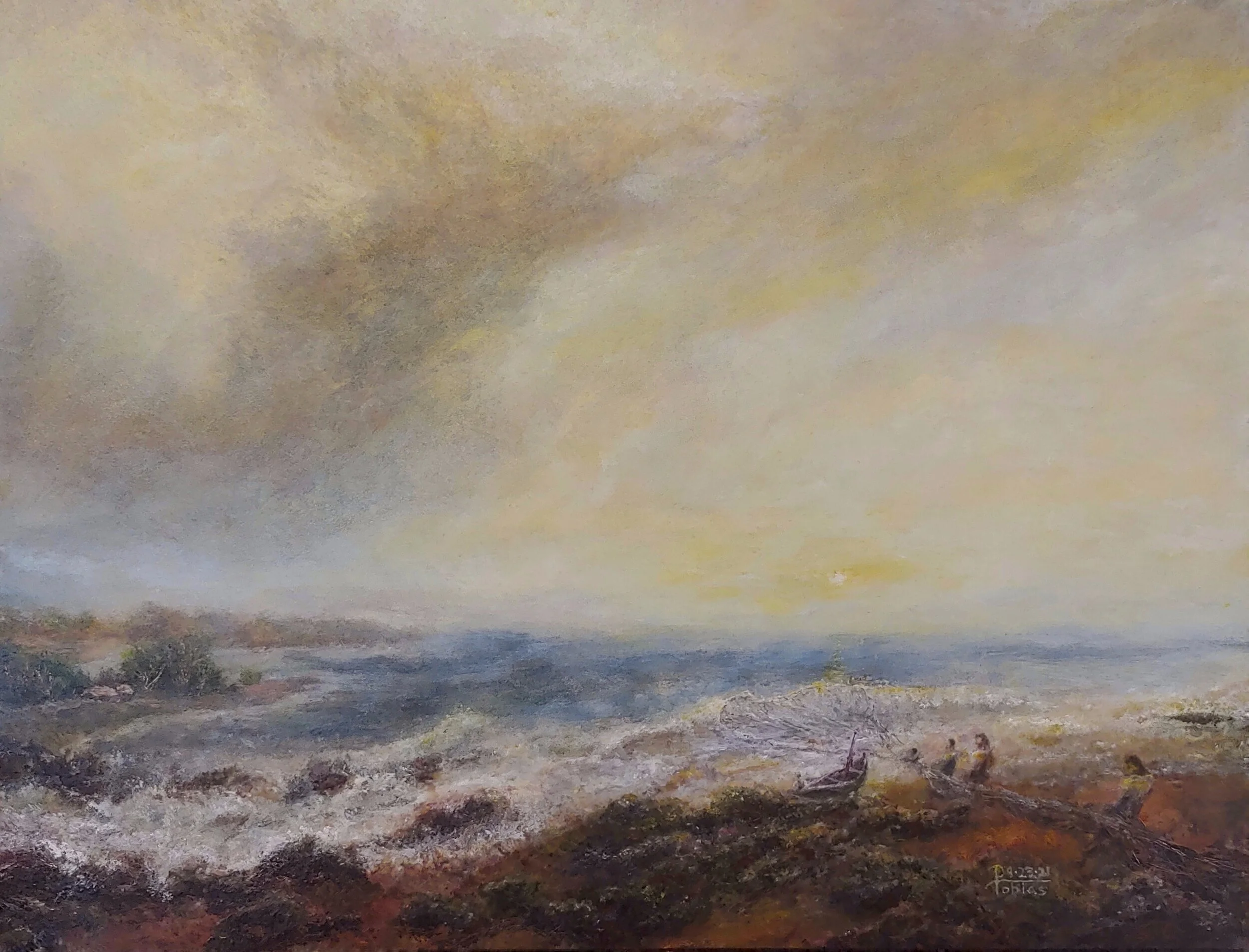 "Net Fishing", Oil and Acrylic on Archival Gesso Board - Available $1200-Reproduction is available.