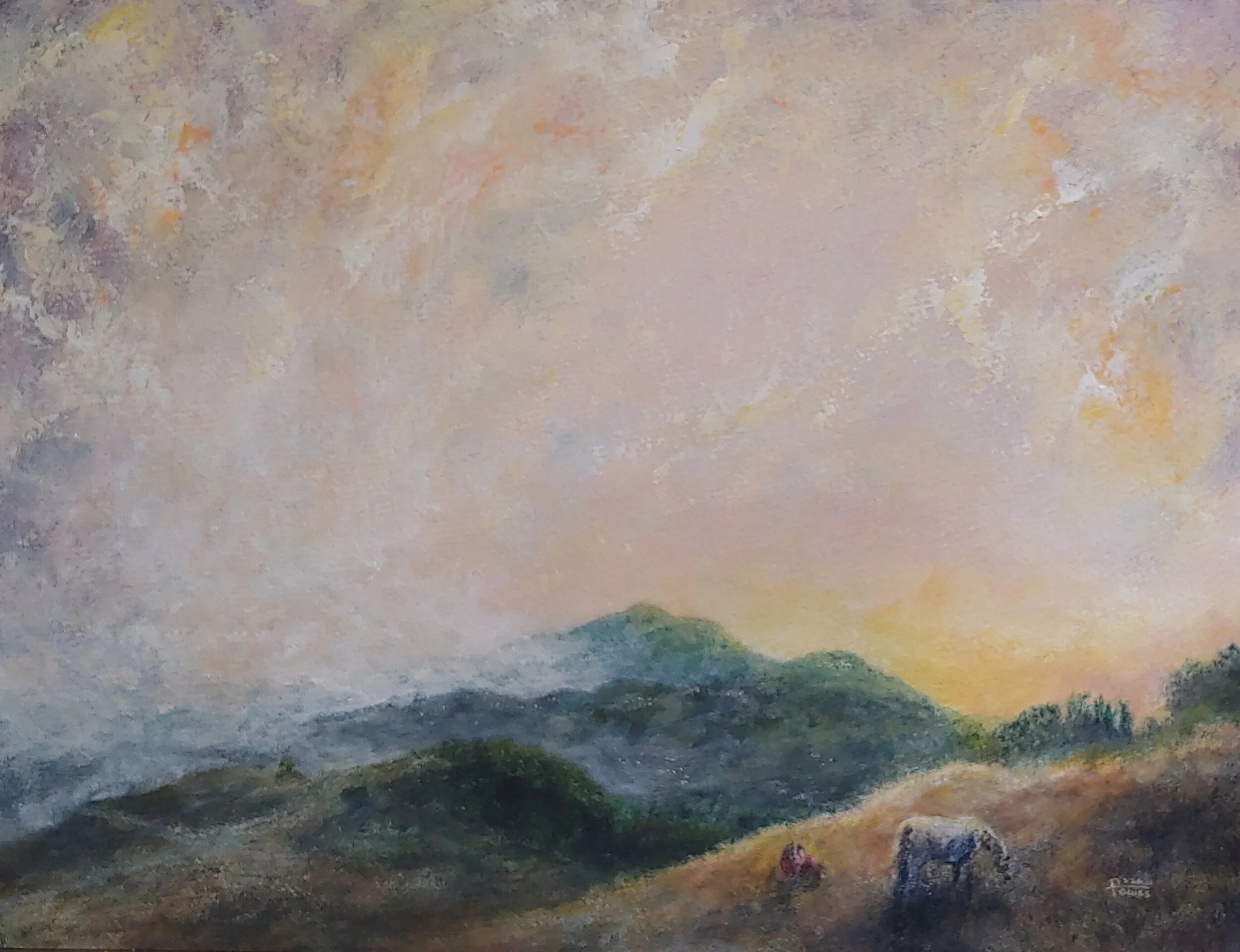 "Horse Hill in Mill Valley" (12"x16"), Acrylic on 300lb  Watercolor Paper - Available $900 -Reproduction is available.