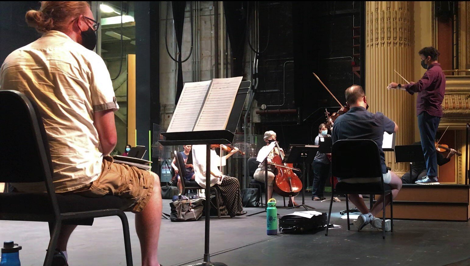 Dress Rehearsing the World Premiere of Suite Humana by Randall Smith (left)