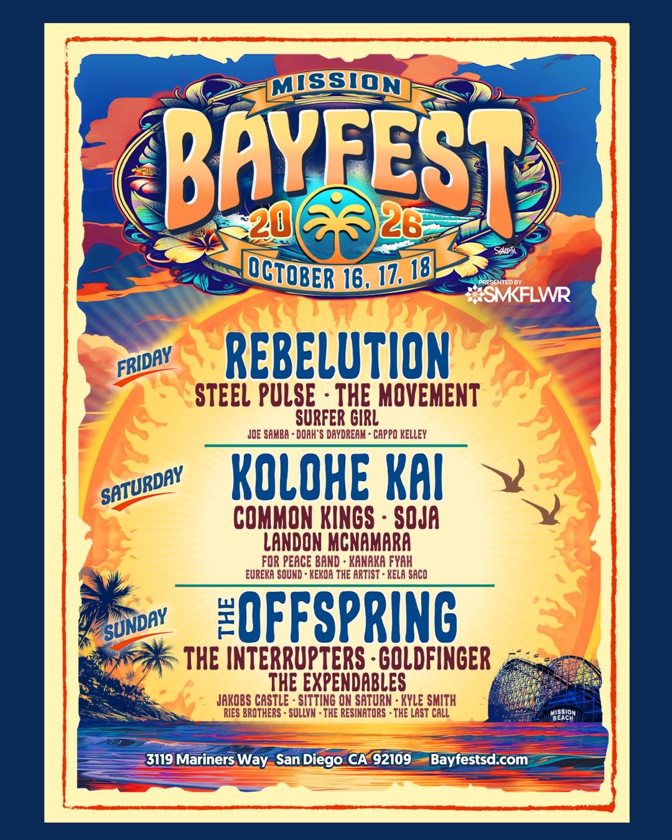San Diego! We will be live &amp; direct at this years Mission BayFest on Saturday Oct 17th 🌴