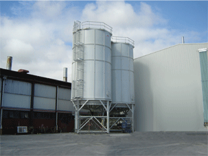 Silos are 6 metres in diameter with a ground to Roof height of 15 metres.
