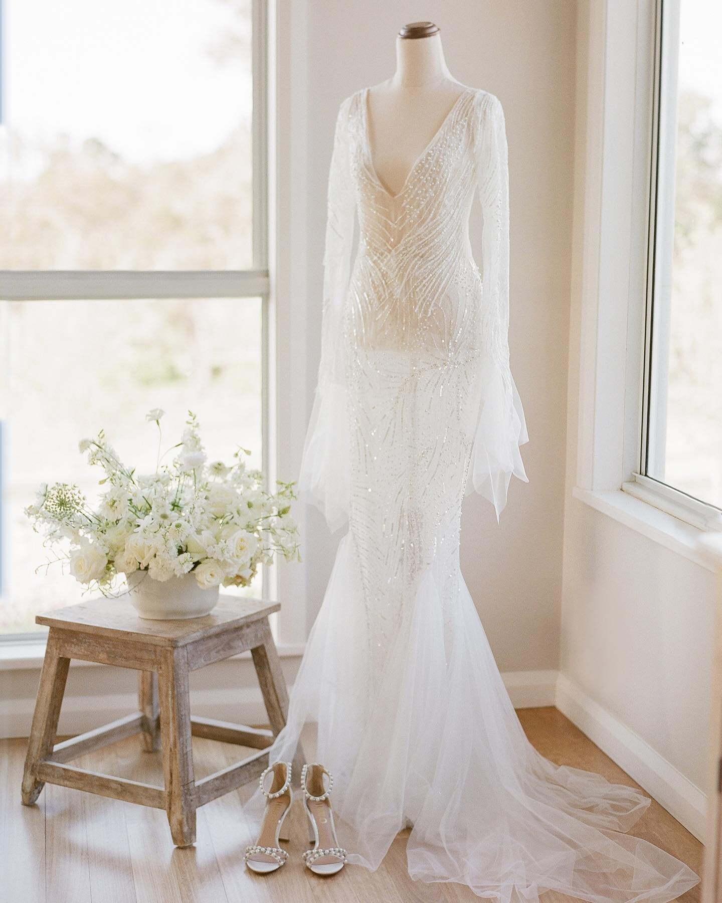 Soft window light on this gorgeous gown by @zanzisbridalcouture 
Styling &amp; coordination @aravellaeventdesign 
Florals @riverdalefarmalbany 
Shoes @georgiesbridalshoes