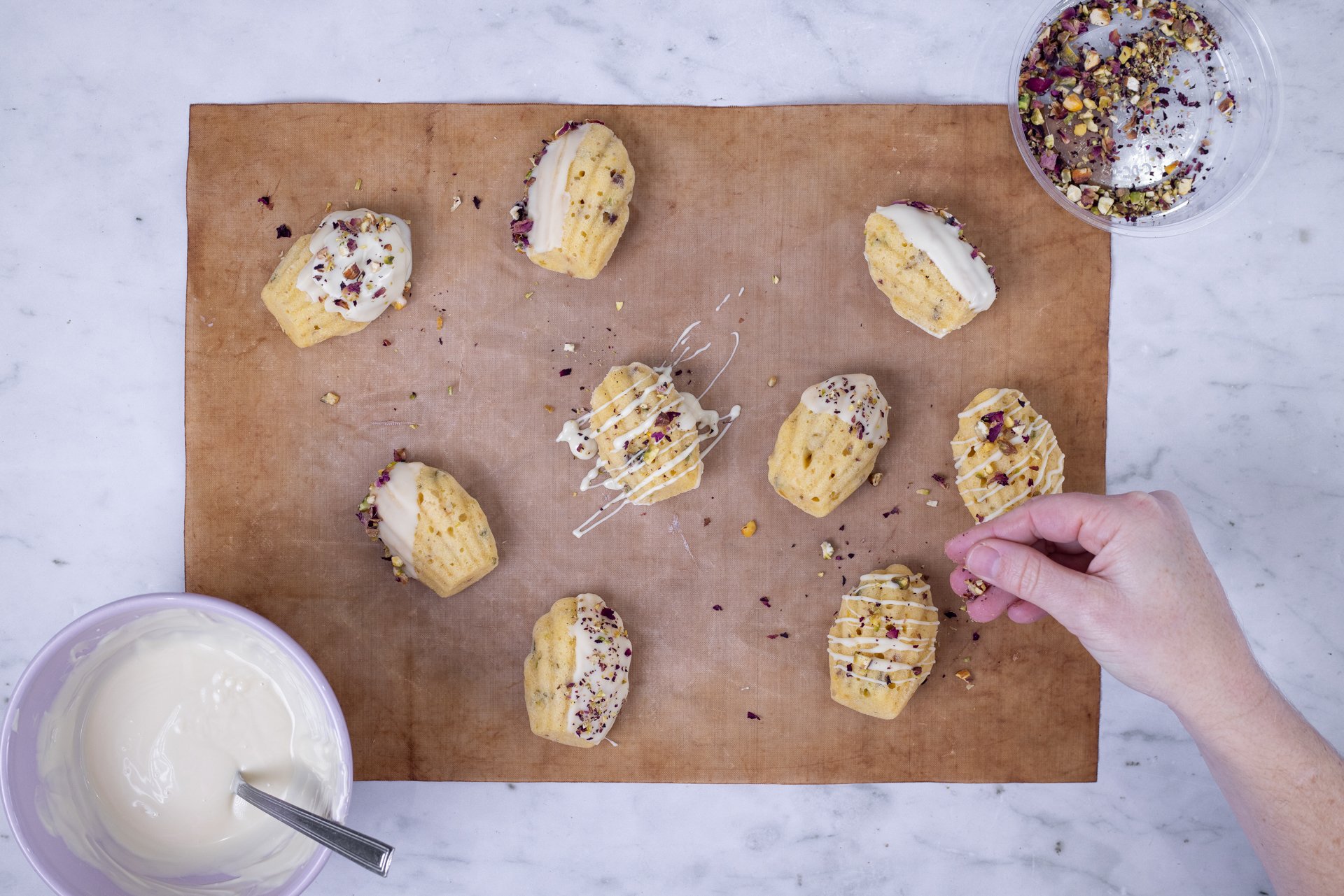 Pistachio and Rose Madeleines are the perfect nod to the City of Love this Valentines Day