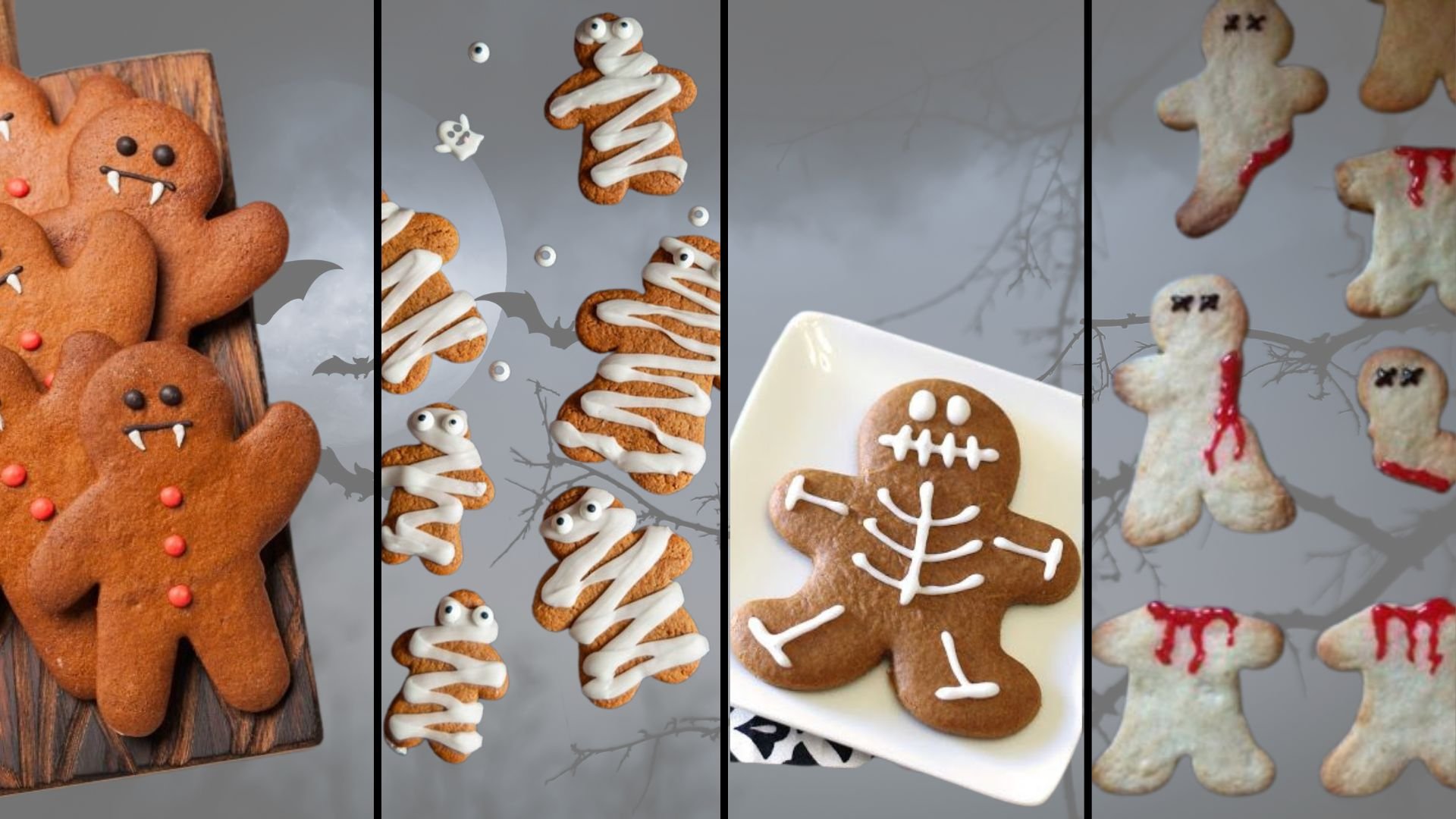 Halloween options are endless when it comes to Gingerbread Men. Try vegan vampires, gingerbread mummies, skeletons, or even gruesome dismembered gingerbread men.