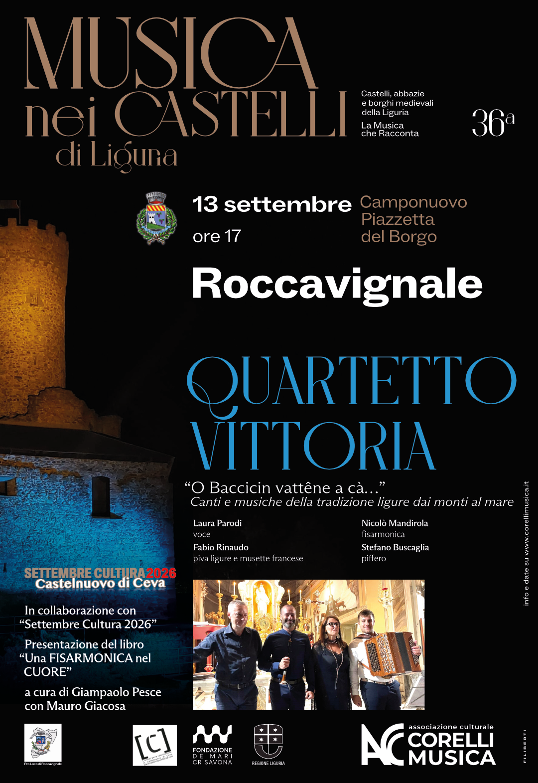 MUSICA NEI CASTELLI DI LIGURIA - QUARTETTO VITTORIA – "O Baccicin vattêne a cà..." - Canti e musiche della tradizione ligure dai monti al mare