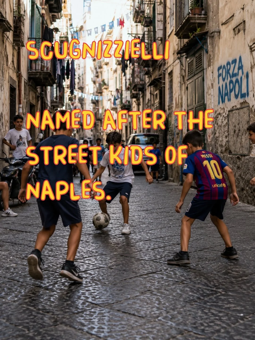 Scugnizzielli 🍫🍕

Fried strips of Napz dough,
layered with Nutella and finished with icing sugar ✨

Named after the scugnizzielli &mdash;
the street kids of Naples 🇮🇹
full of energy, chaos, and character.

A small taste of Neapolitan street cultu