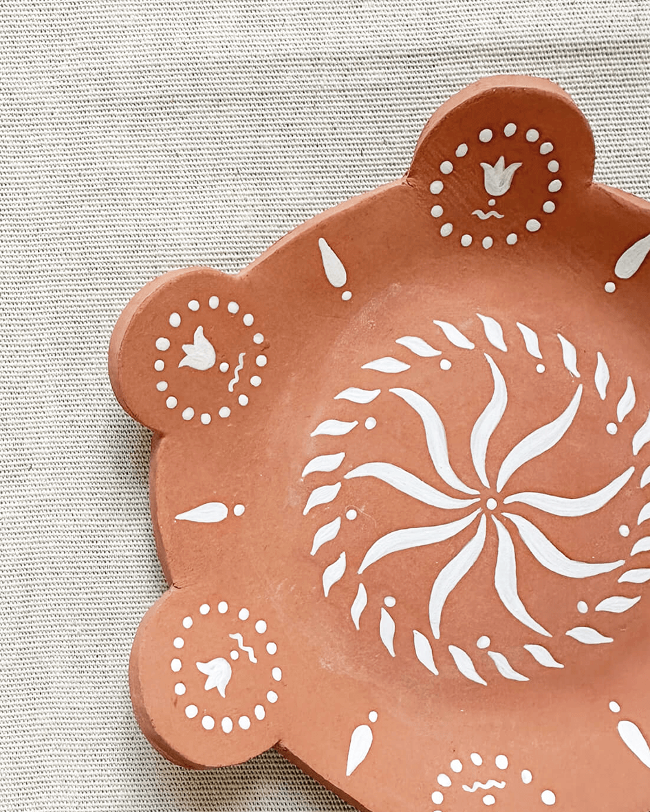 Curio Collection by Zara Speke Hand Painted Round Terracotta Ceramic Trinket.png