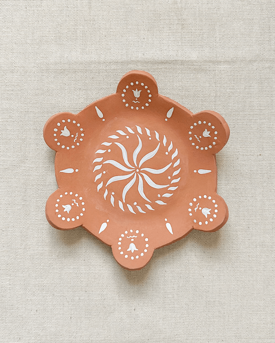 Curio Collection by Zara Speke Hand Painted Terracotta Round Trinket Design.png