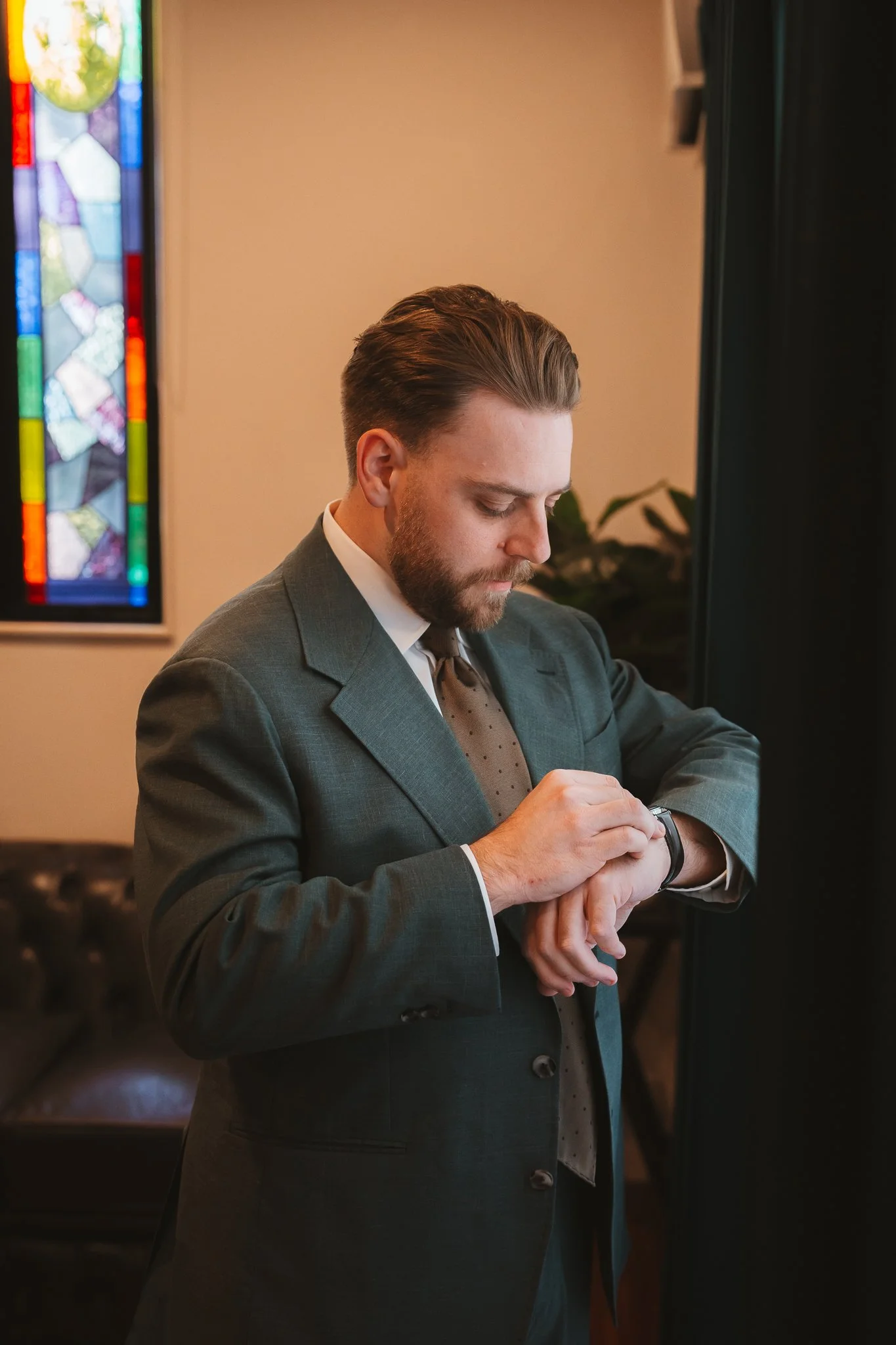 Aleksandar-Stately- Made-to-measure-Tailor-Made- Wool and Linen Green Wedding Suit- Brisbane