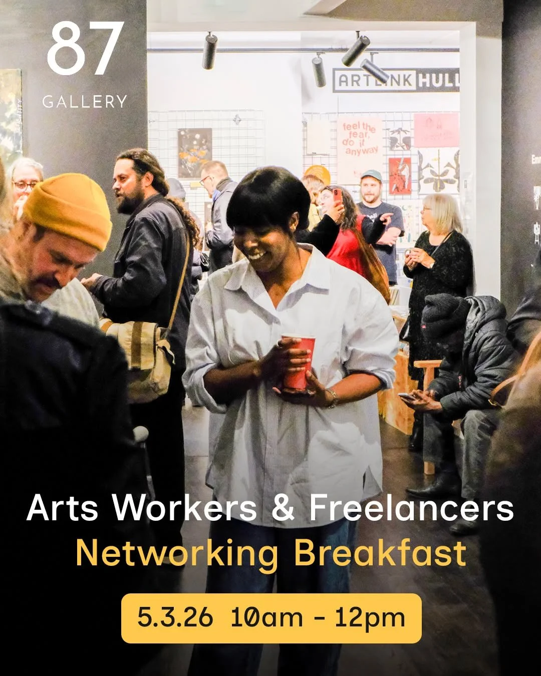 Connect with fellow creatives over coffee and croissants at our Arts Workers &amp; Freelancers Networking Breakfast from 10am - 12pm on Thursday 5 March, here at Artlink Hull | 87 Gallery. 

Whether this is your first time visiting us or you are a lo