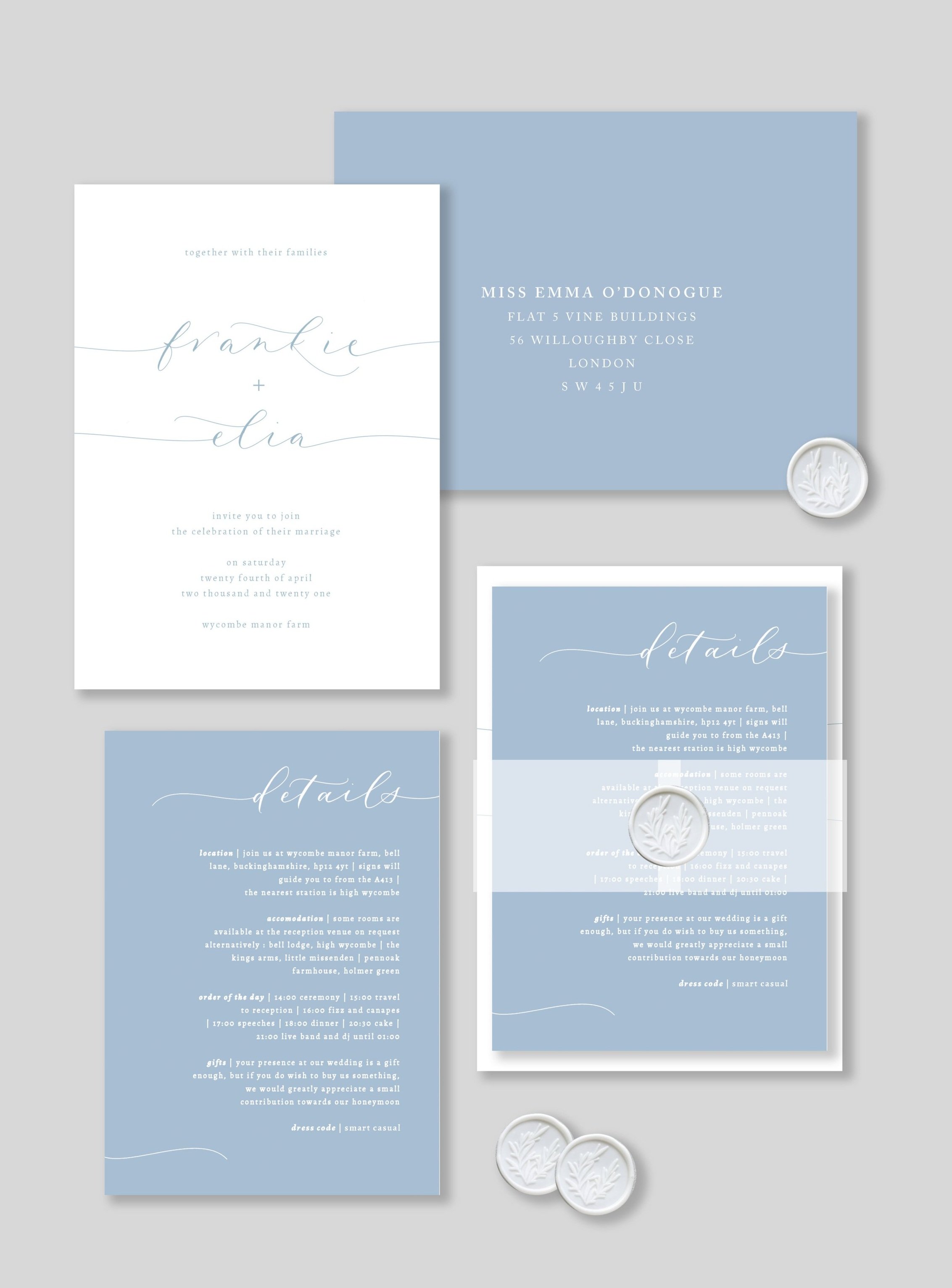 Dusty+Blue+Calligraphy+wedding+invitations+with+vellum+wrap+vellum+band+and+wax+seal.jpg