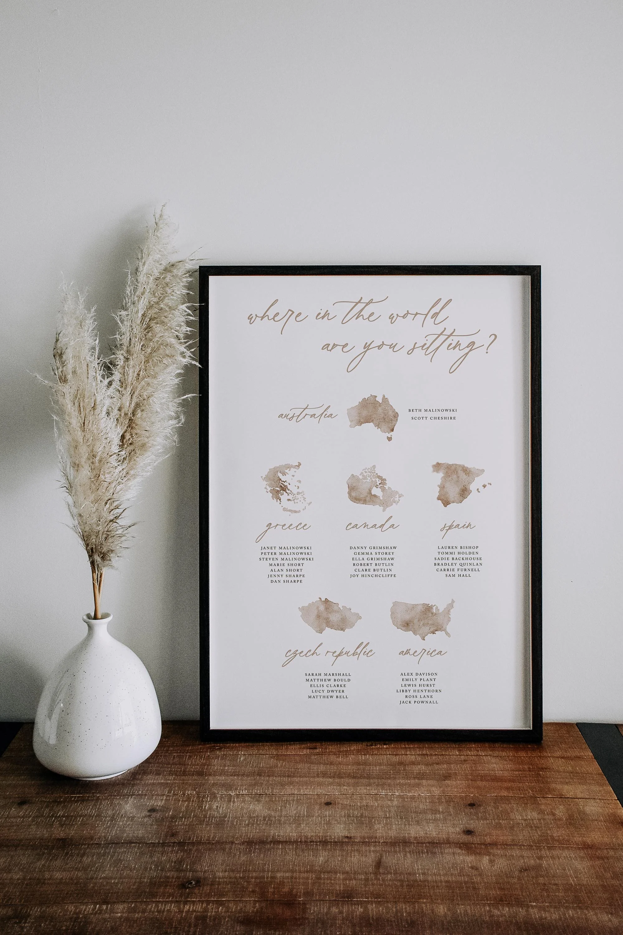 bespoke illustrated table plan + table names — Written By Emily