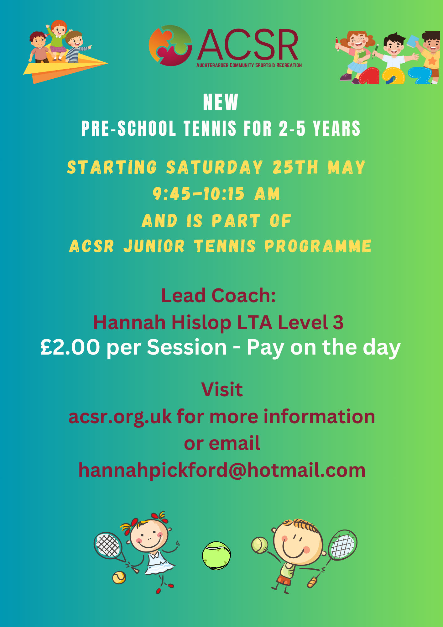 ACSR Junior Tennis Registration Form, 2024 — acsr.org.uk