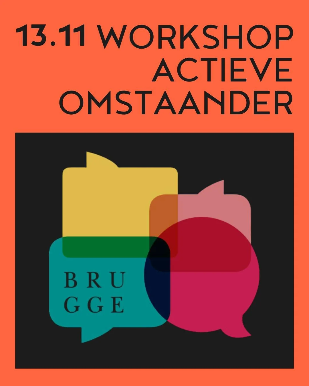 WORD EEN ACTIEVE OMSTAANDER: VOLG EEN GRATIS OMSTAANDERSTRAINING!
Schrijf je gratis is voor een vorming over hoe je een actieve omstaander kan zijn op donderdag 13 november - inschrijven via StudentApp! 🔗
#bruggestudentenstad #studentapp #studentli