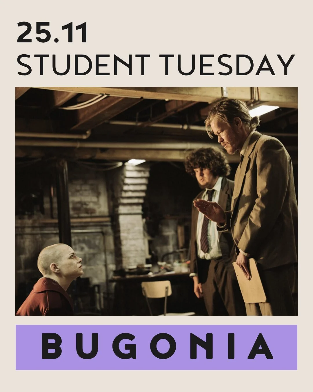Volgende week dinsdag is het alweer Student Tuesday! Een film voor slechts &euro;4,50 op de laatste dinsdag van de maand. 🎬🎥
Deze maand op de menu: BUGONIA 
tickets via app.studentapp.be 🎟️

~~~~~~~~~~~~~~~~~~

Next Tuesday is Student Tuesday agai