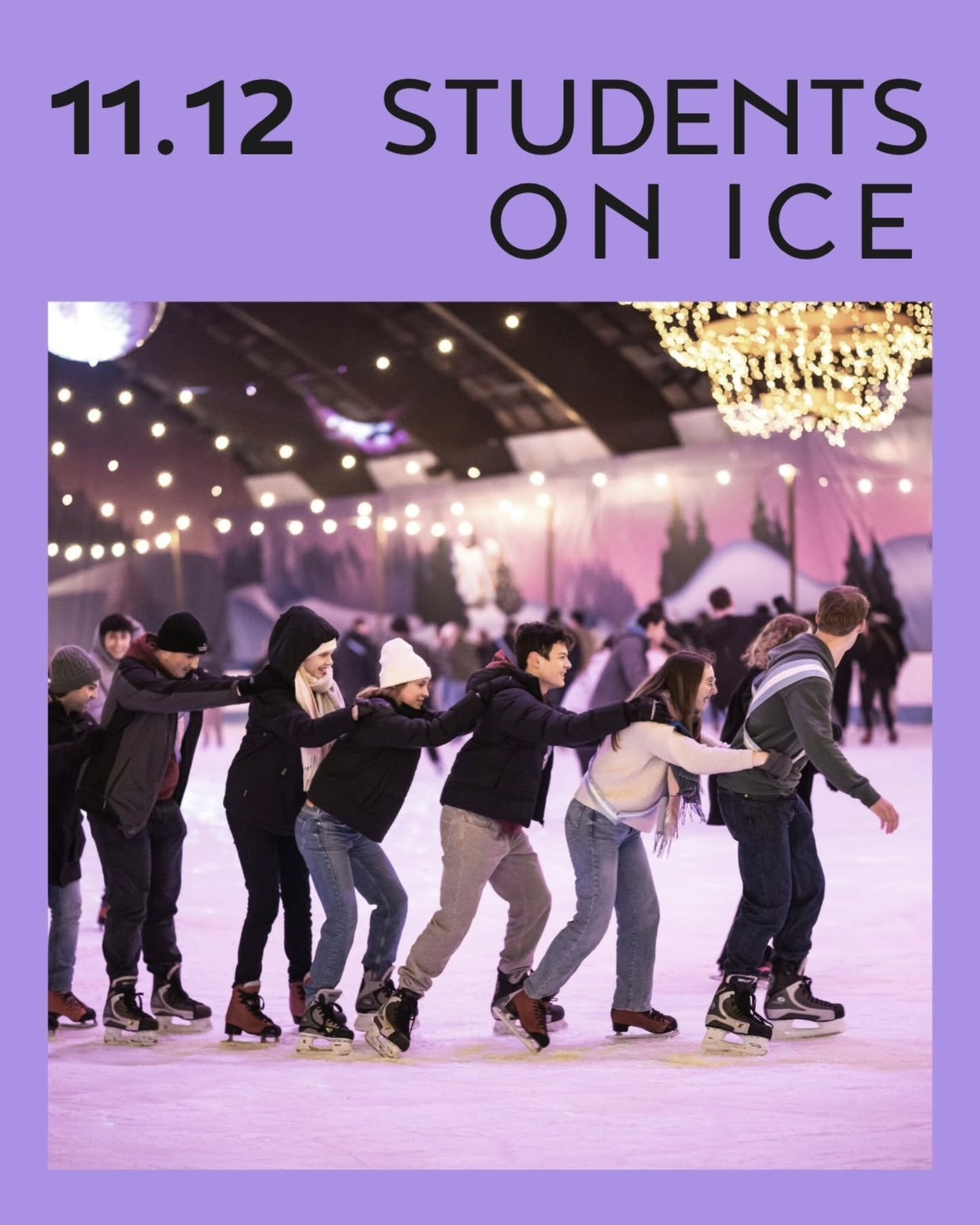 ❄️ Students On Ice ❄️
Op donderdag 11 december palmen we de Wintergloed ijsschaatspiste een hele avond in, exclusief voor de Brugse studenten! 

⚠️ Let op! Dit jaar gaat Students On Ice door op de schaatspiste van @wintergloedbrugge in het Koning Alb