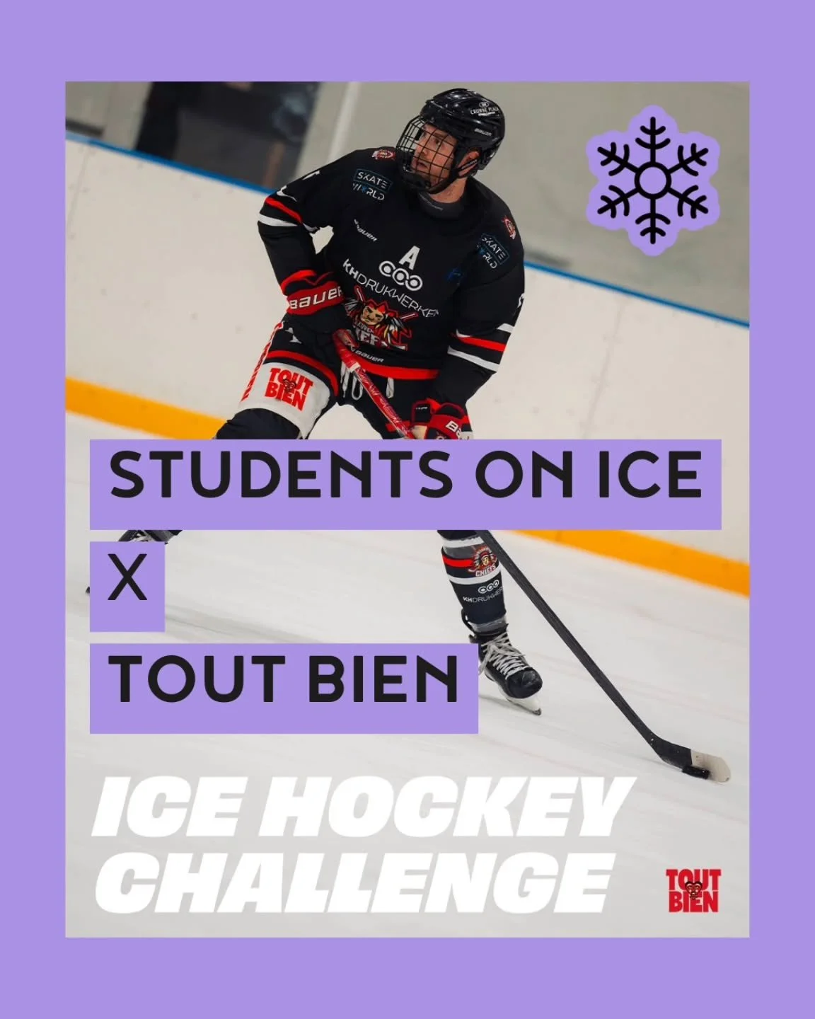 Morgen op ❄️ STUDENTS ON ICE ❄️ brengen de Tout Bien Leuven Chiefs ijshockey naar de Wintergloed ijspiste. ⛸️

Test je skills tijdens de Ice Hockey Challenge: Pak de ijshockeystick en probeer met de bal de piramide van Tout Bien-blikjes omver te schi