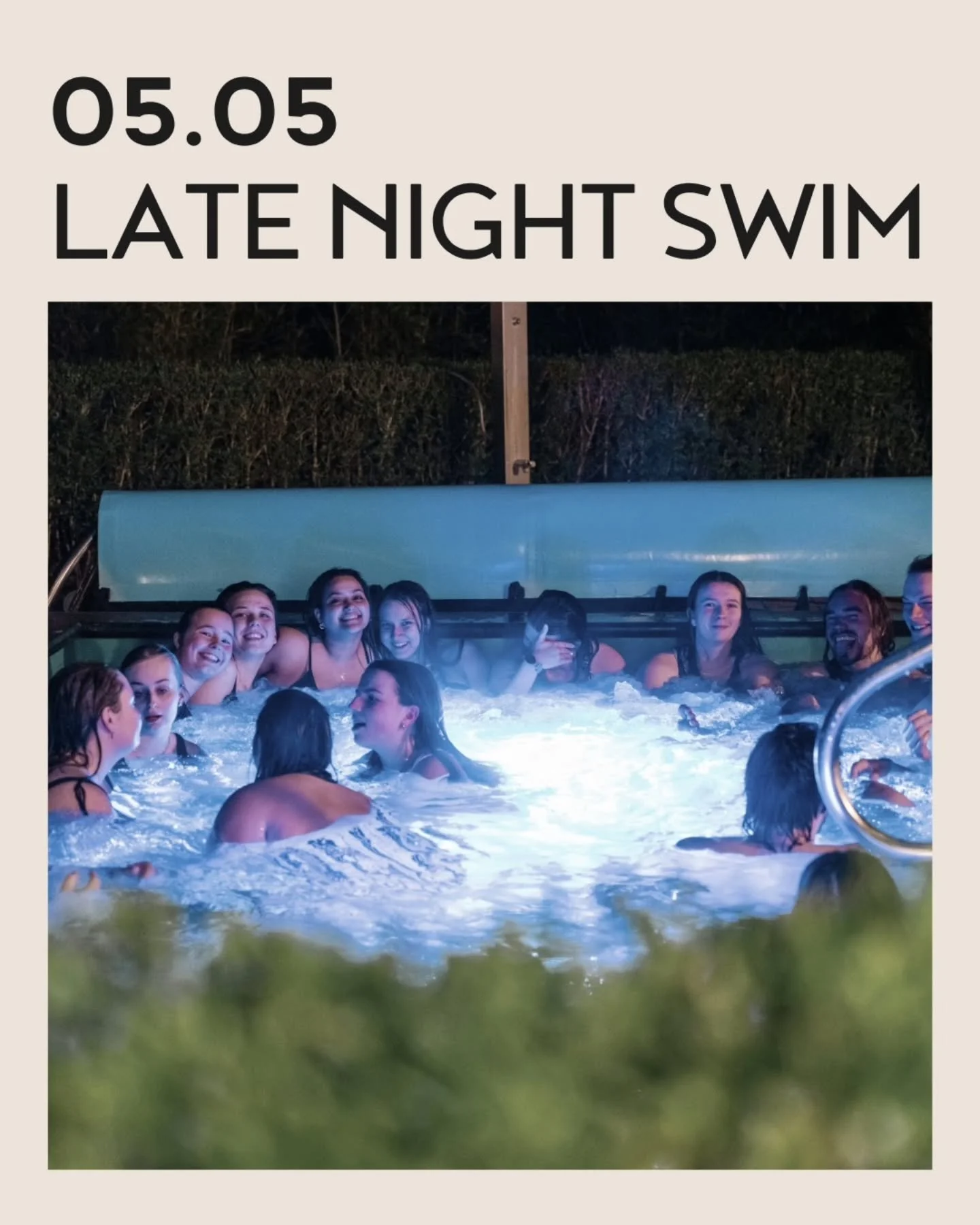 Duik de avond in met spetterende vibes en stomende beats tijdens Late Night Swim op 5 mei. 🔊🎶 Gratis toegang tot het subtropisch zwembad vanaf 21.30u, zonder inschrijven, ter plaatse inchecken via StudentApp! 🌊🏝

~~~~~~~~~~~~~~

Dive into the nig