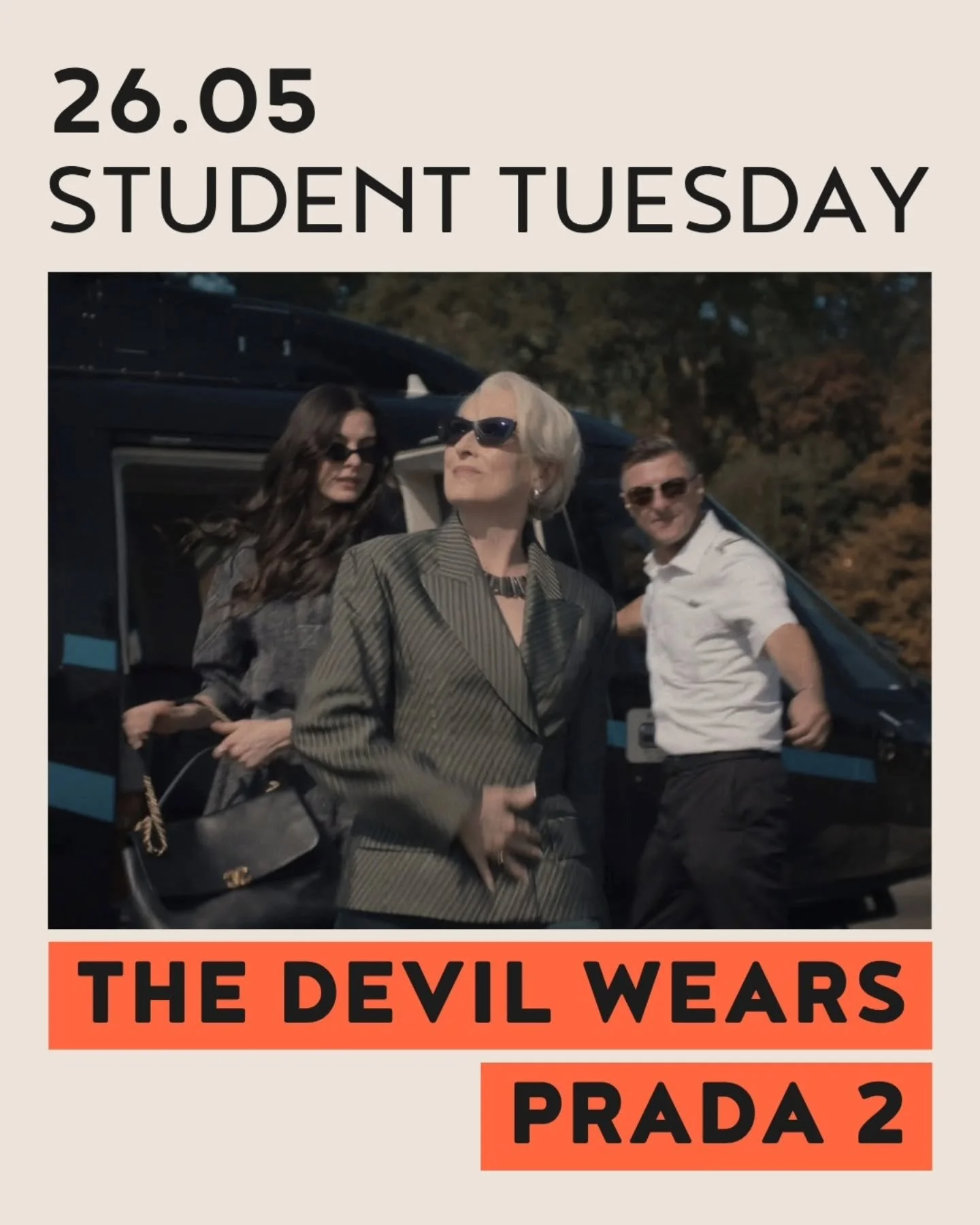 Deze maand bij Student Tuesday: "The Devil Wears Prada 2". Het langeverwachte glamoureuze vervolg op zijn gelijknamige voorganger met Meryl Street in de hoofdrol 🎬🍿

~~~~~~~~~~~~~~~~

This month on Student Tuesday: "The Devil Wears P