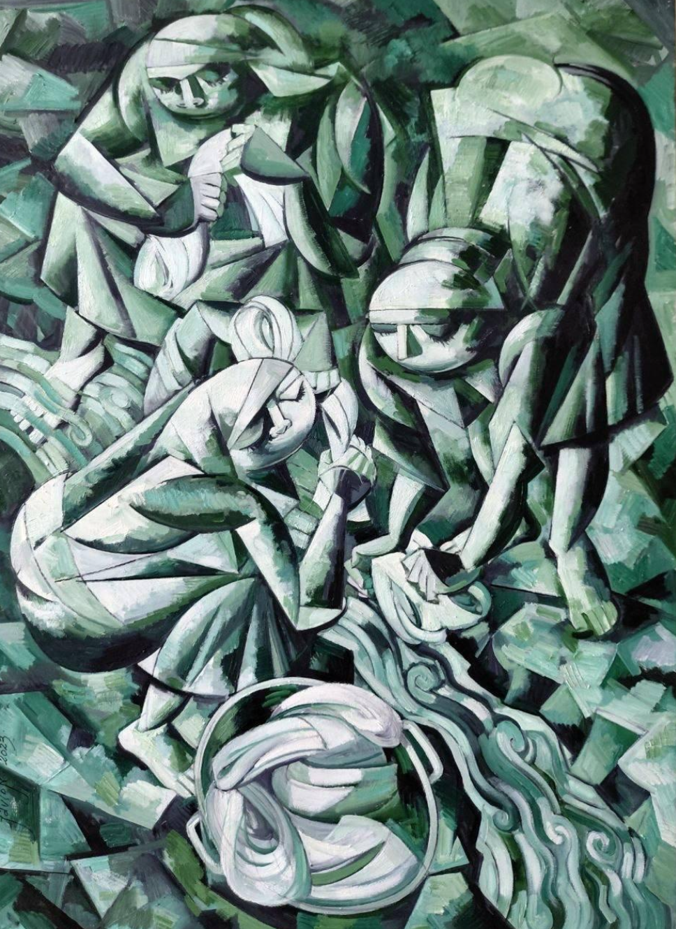 Three Women Washing by a Ditch
125 x 90 cm
Canvas | Oil | Acrylic
2023
