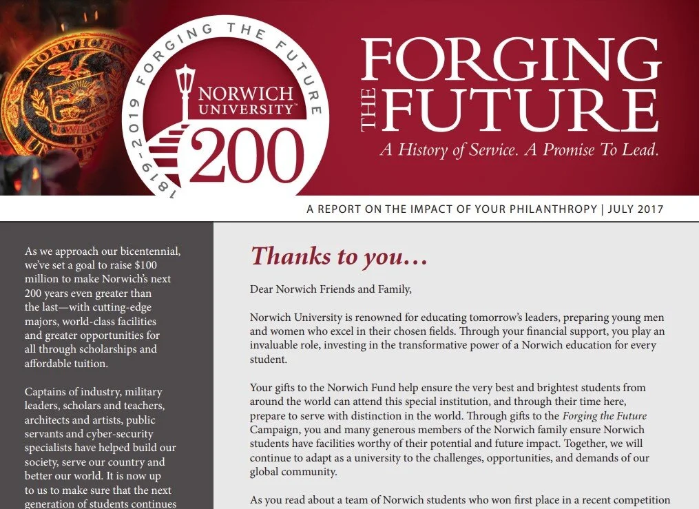 Norwich University - Donor Impact Report