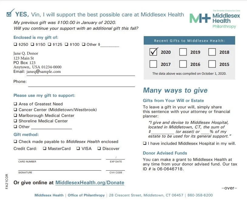 Middlesex Health - Reply Card &amp; Form
