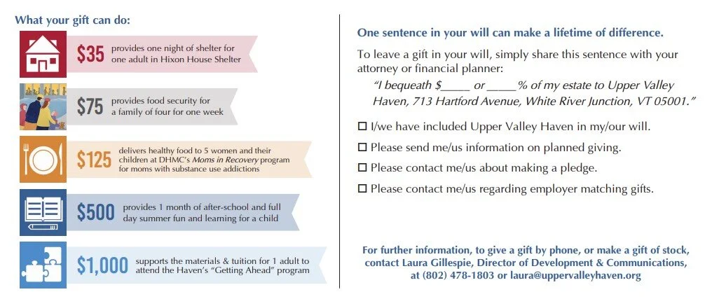 Upper Valley Haven - Reply Card &amp; Form