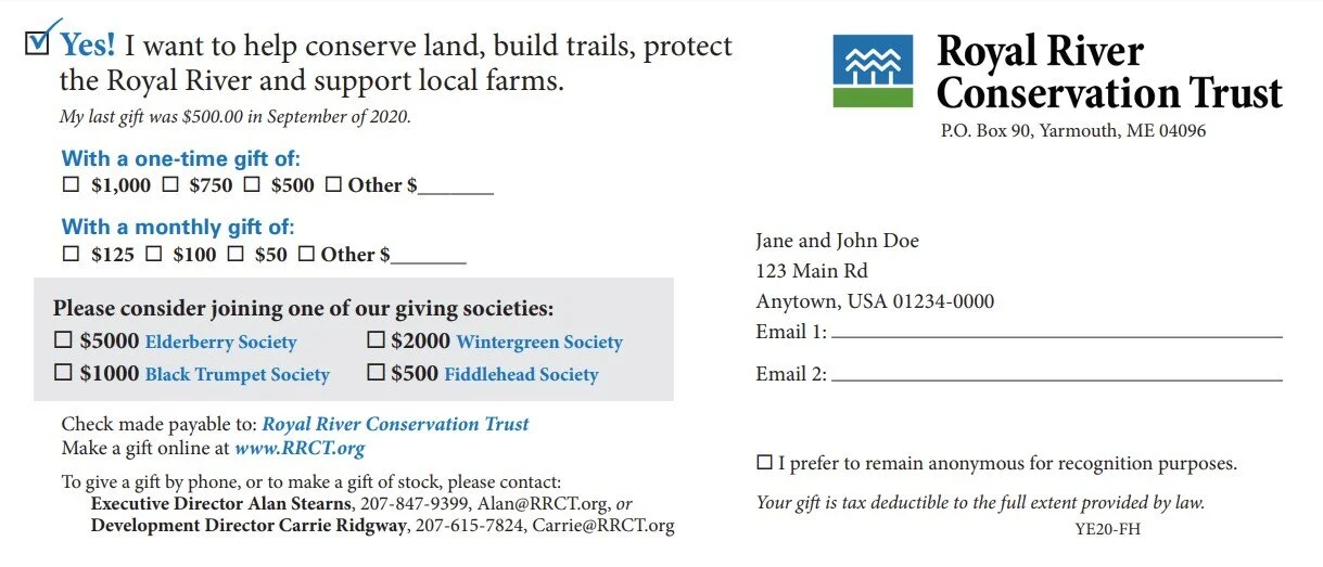Royal River Conservation Trust - Reply Card &amp; Form