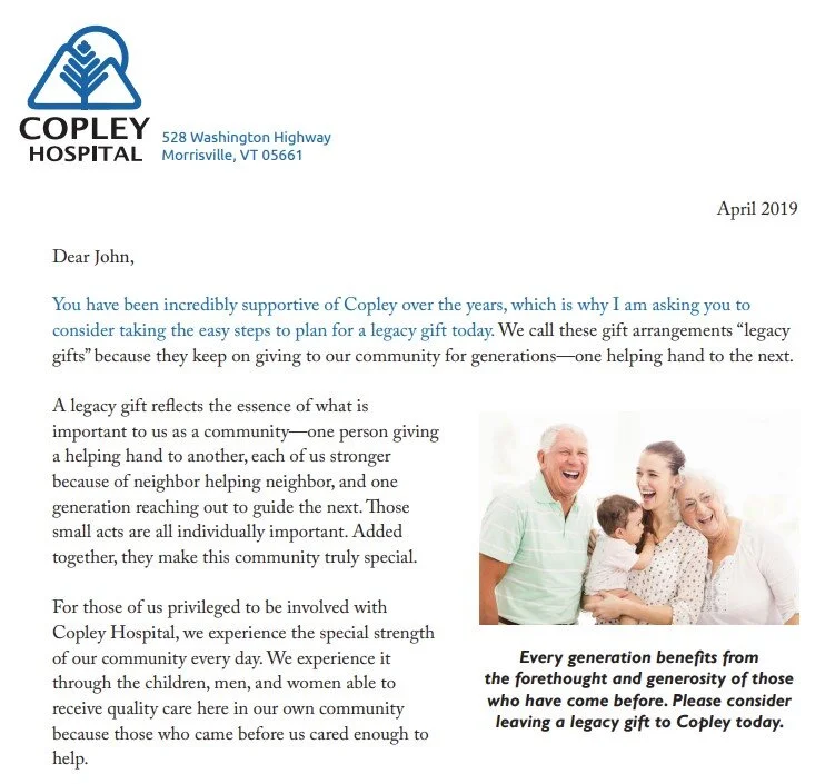 Copley Hospital - Endowment &amp; Planned Giving Communications