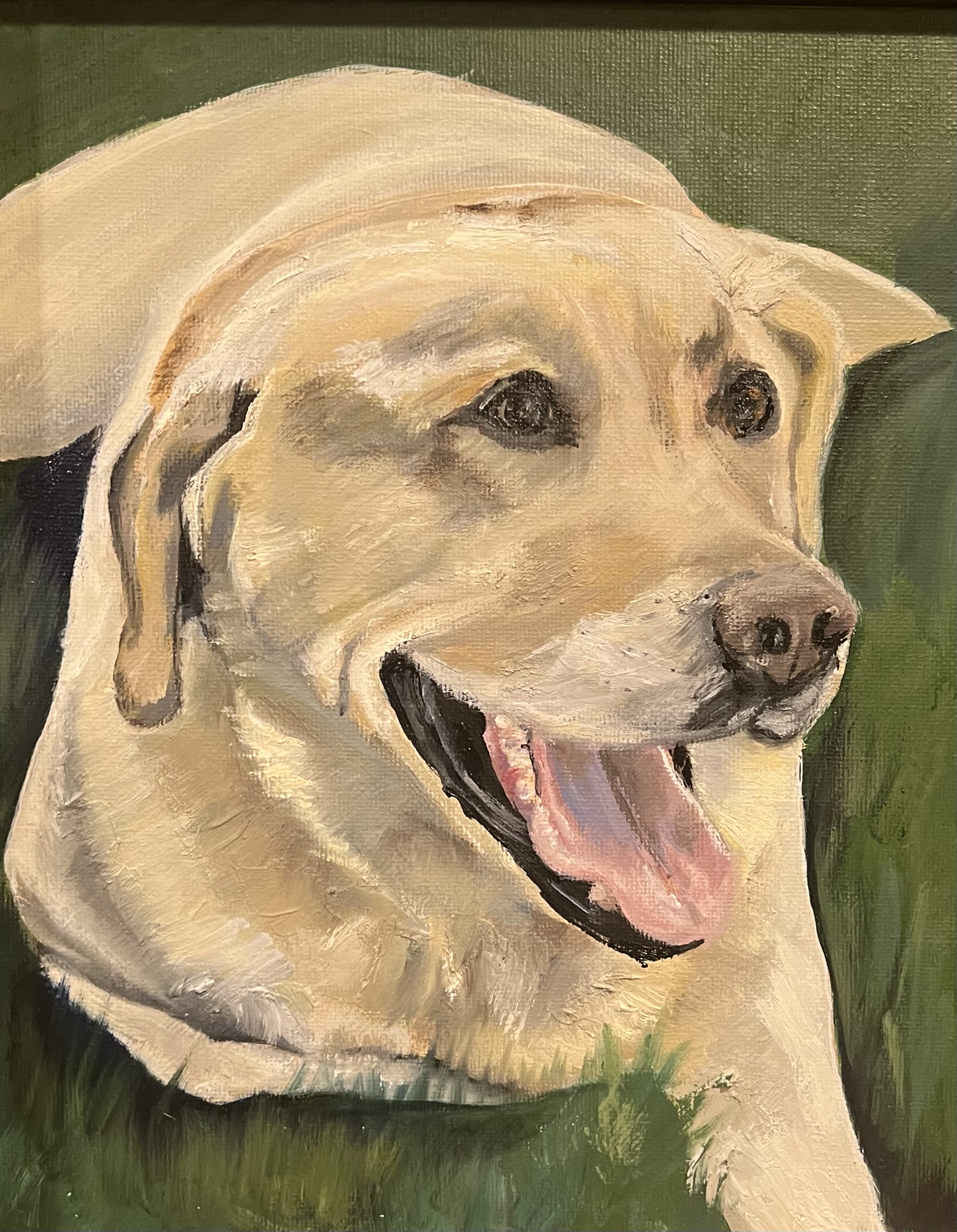 "Lab Just Chilling," Acrylic on Canvas, 8  x 10 (Sold at The Devon Horse Show) 