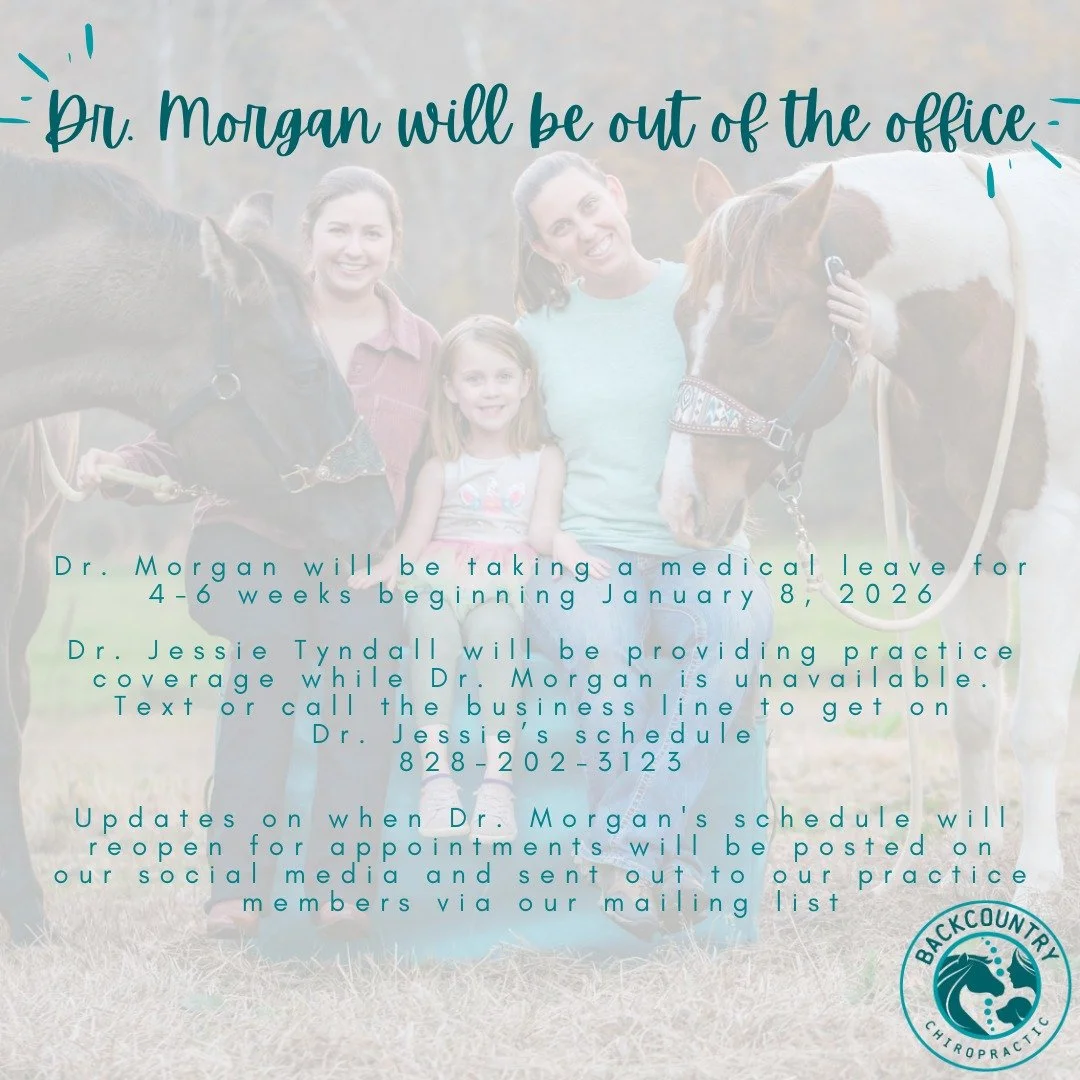 Just a friendly reminder &mdash; today (Wednesday, January 7) is Dr. Morgan's last day seeing patients before medical leave for surgery and recovery.

While Dr. Morgan is unavailable, we are so grateful to have Dr. Jessie Tyndall providing chiropract