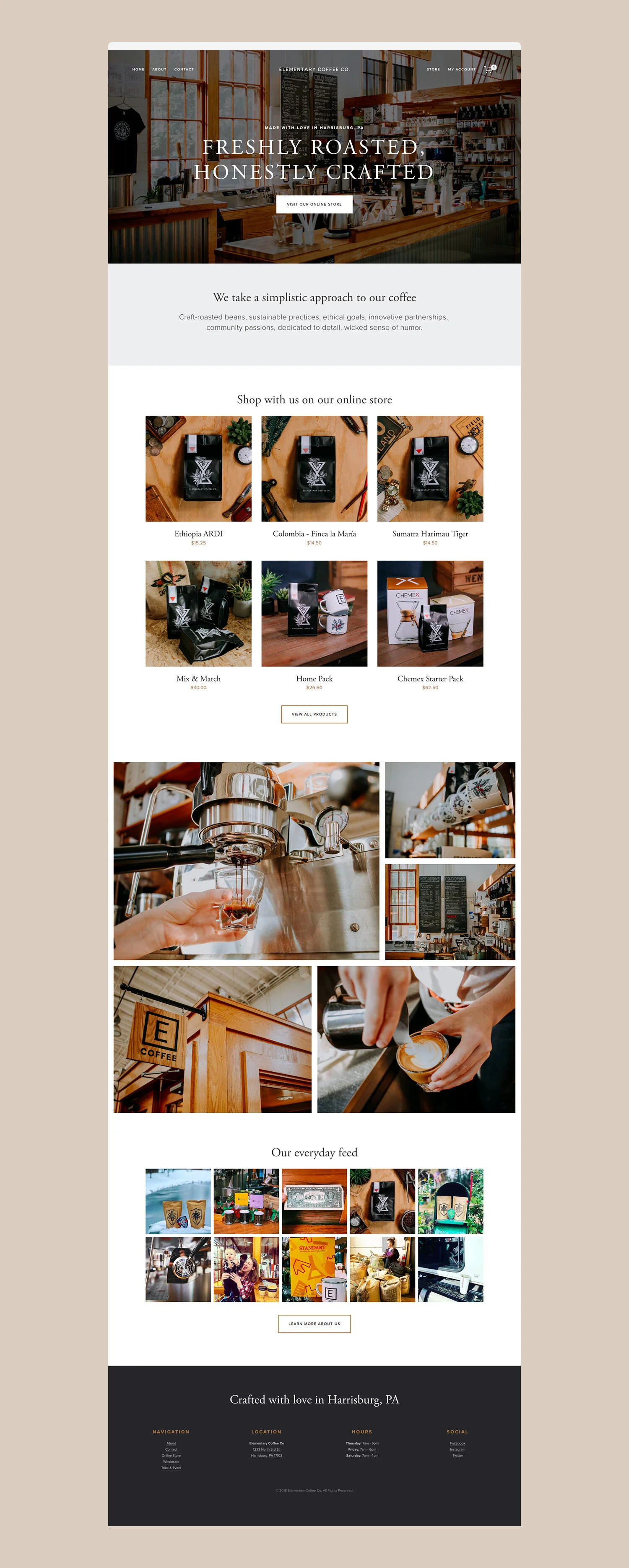 Squarespace Coffee Shop Website Example