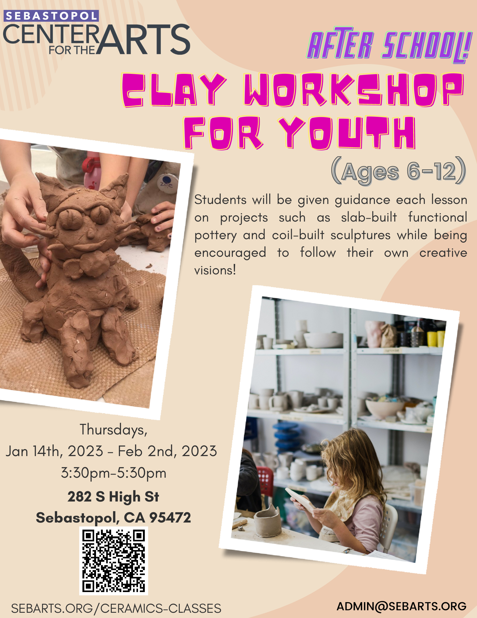 Ceramics Classes — Sebastopol Center For the Arts, California