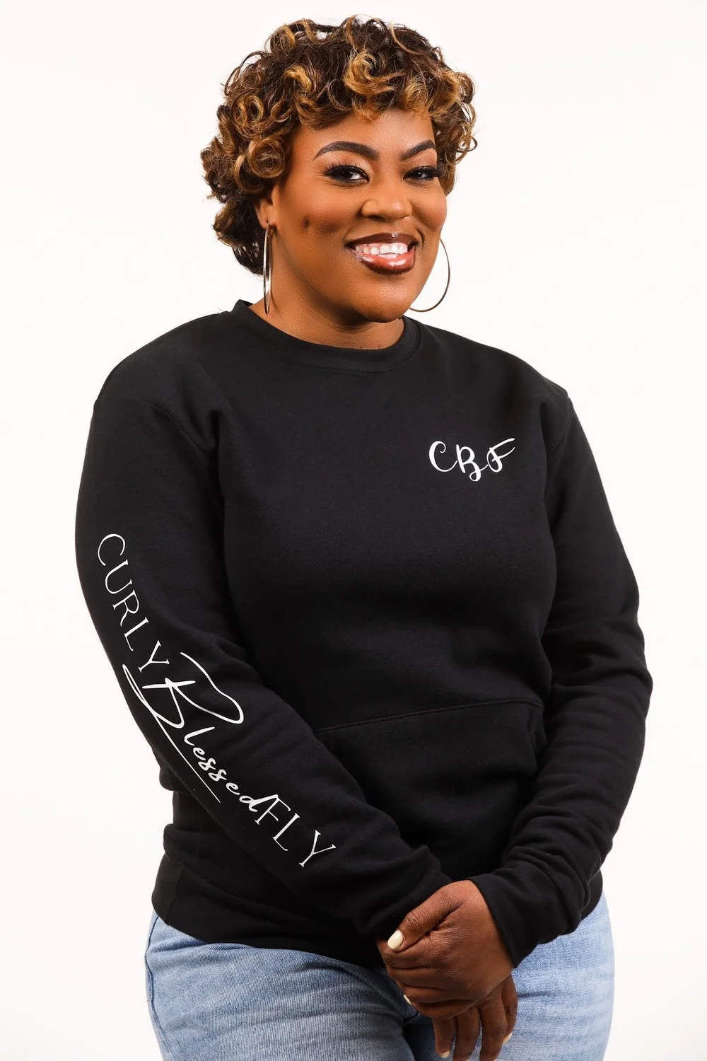CBF Signature Arm Candie Sweatshirt — Curly Blessed Fly Signature