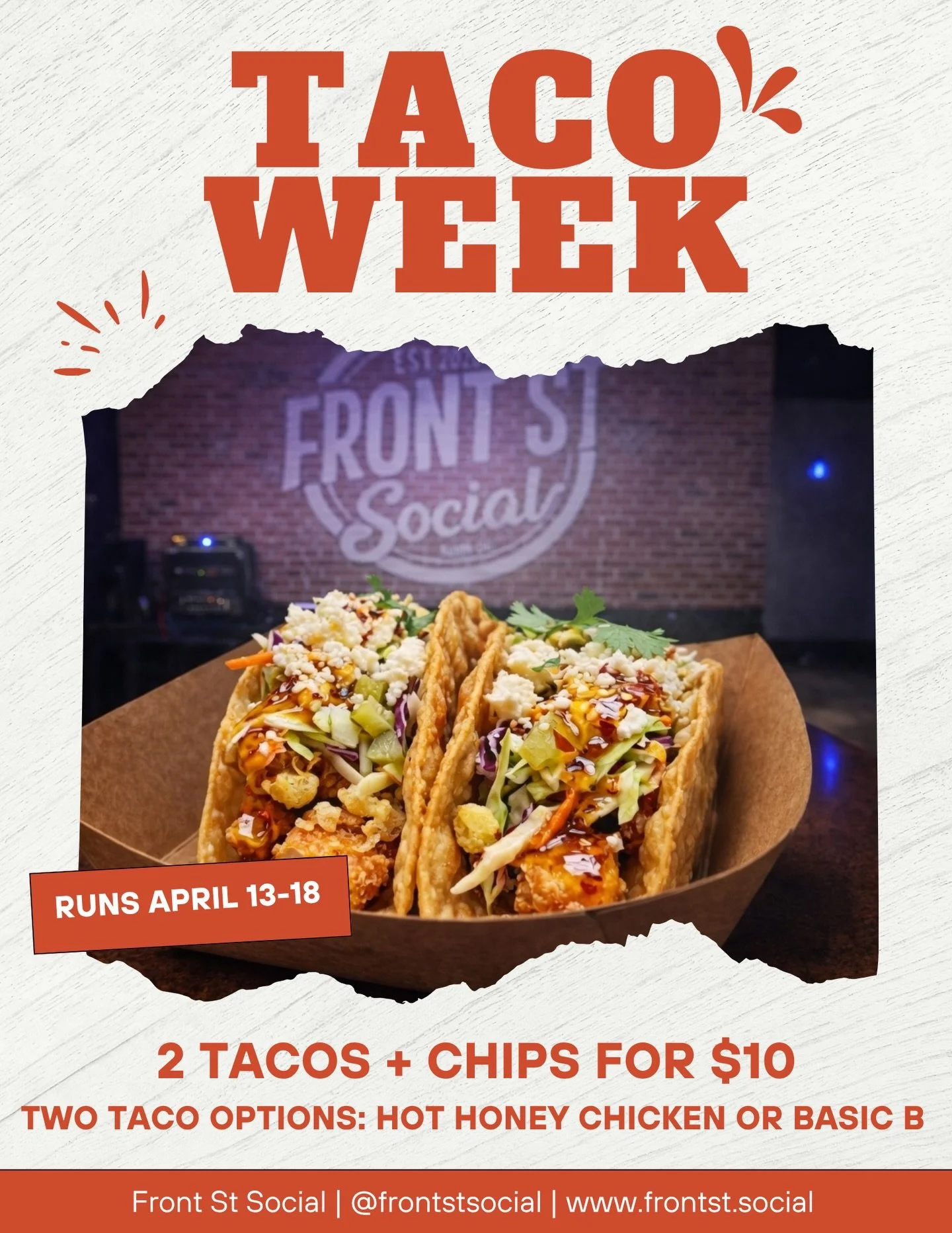 CLEVELAND TACO WEEK 🌮🔥

We&rsquo;re in on the action 😌

🌮 Hot Honey Chicken Taco &ndash; 2 for $10
🌮 Basic B(eef) Taco &ndash; 2 for $10
🍹 Blue Widow Marg &ndash; $6

Come try them before they&rsquo;re gone 👀

#ClevelandTacoWeek #ClevelandOhio
