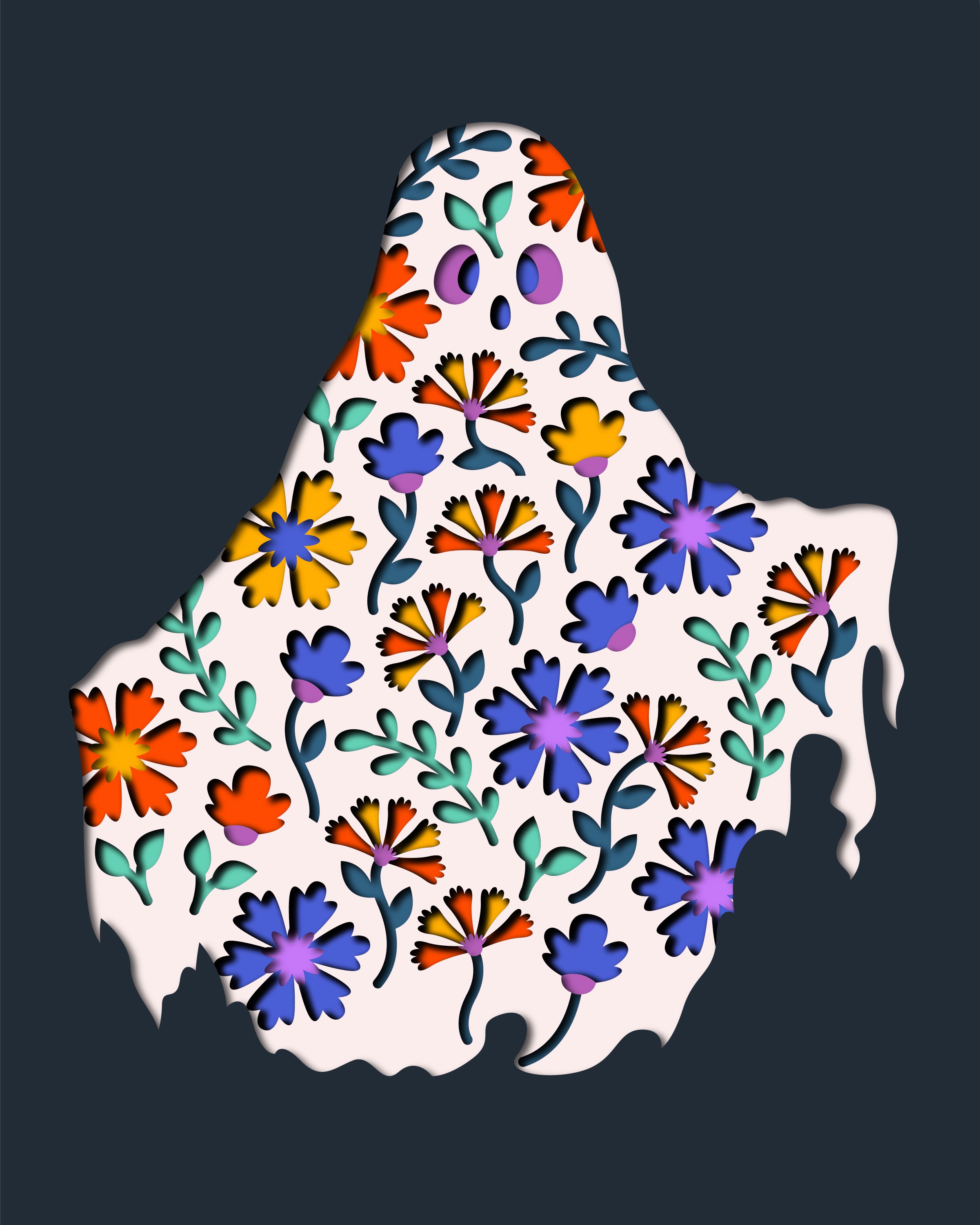Floral Ghost multilayer SVG file