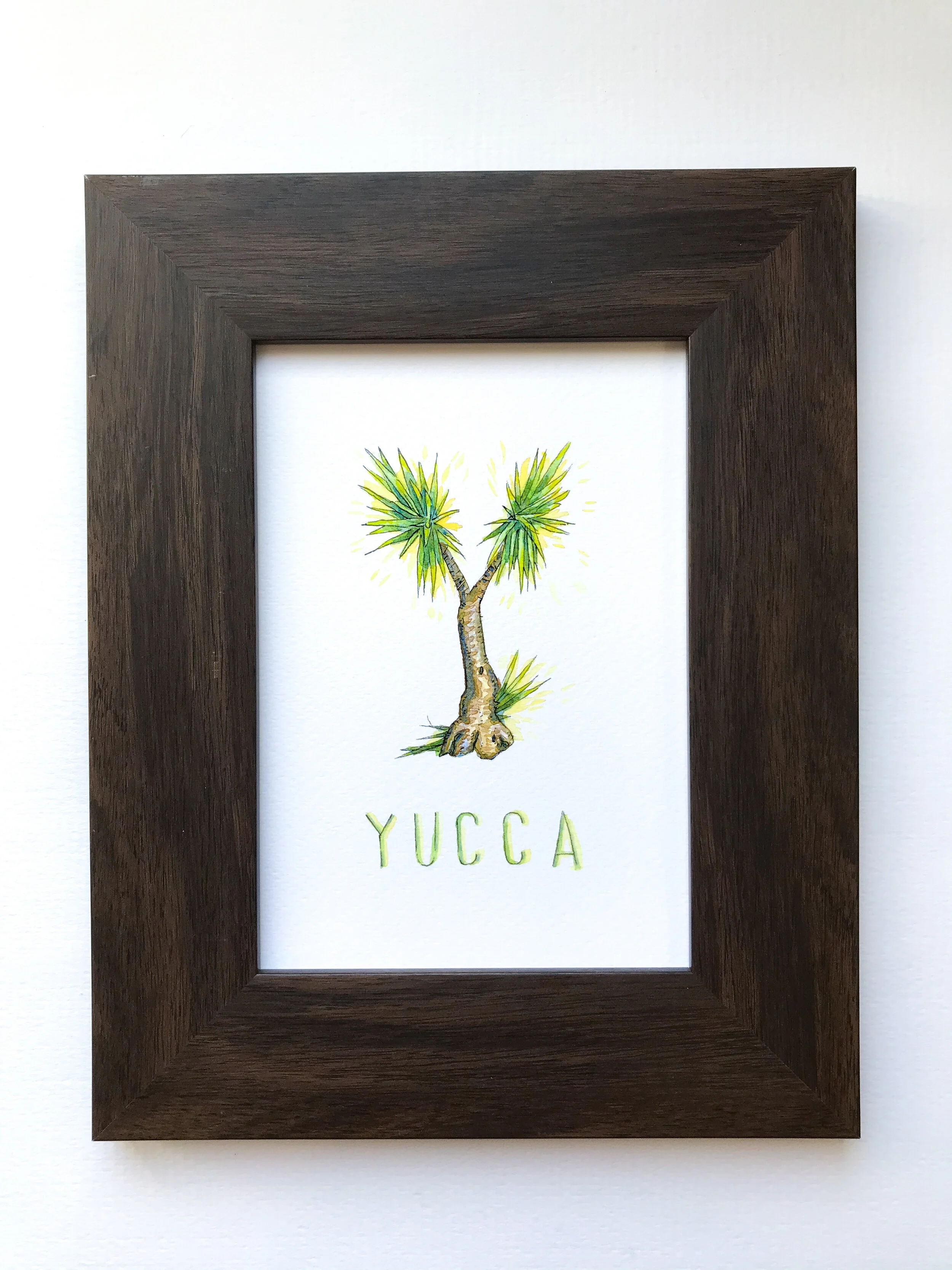 Art print of a yucca tree in the shape of a Y. Original painting in watercolor.