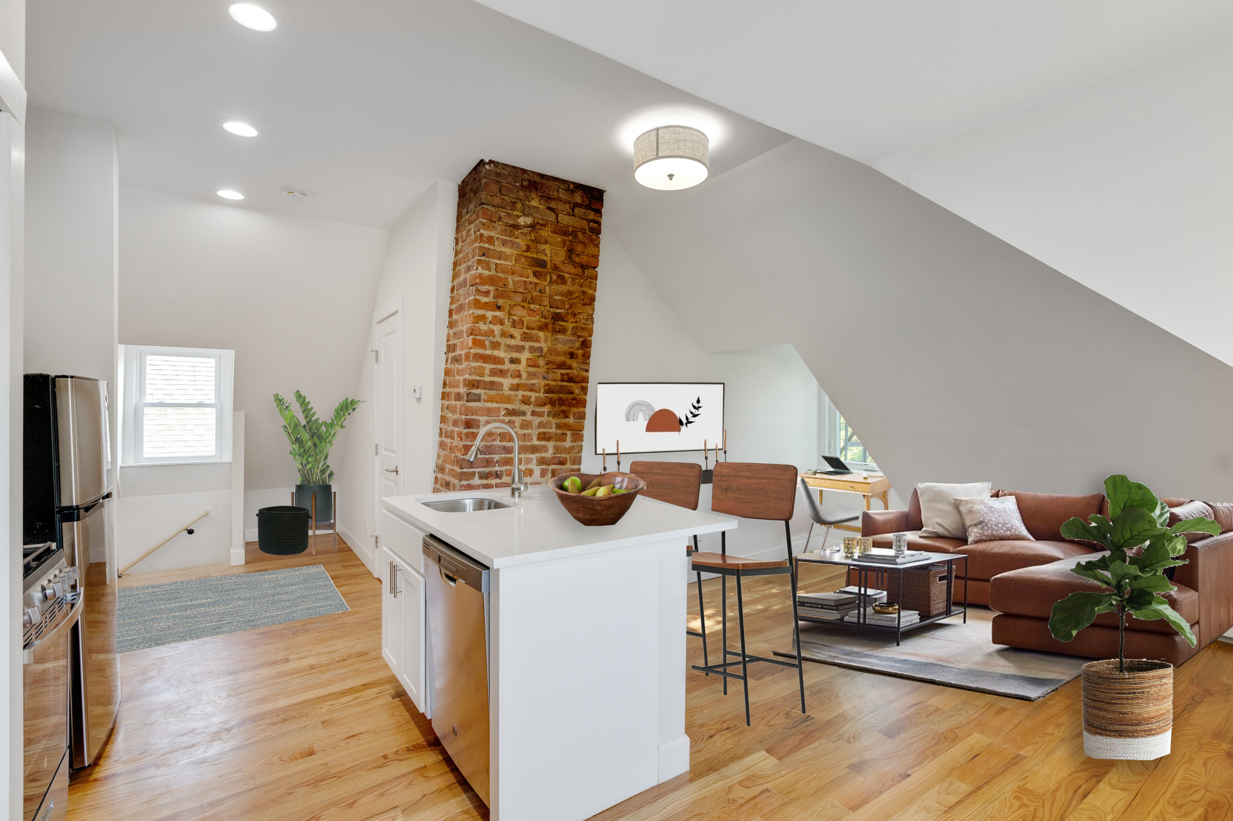 This bright, lovely, brand new 1 bedroom on the 3rd floor of fully renovated 3-unit home