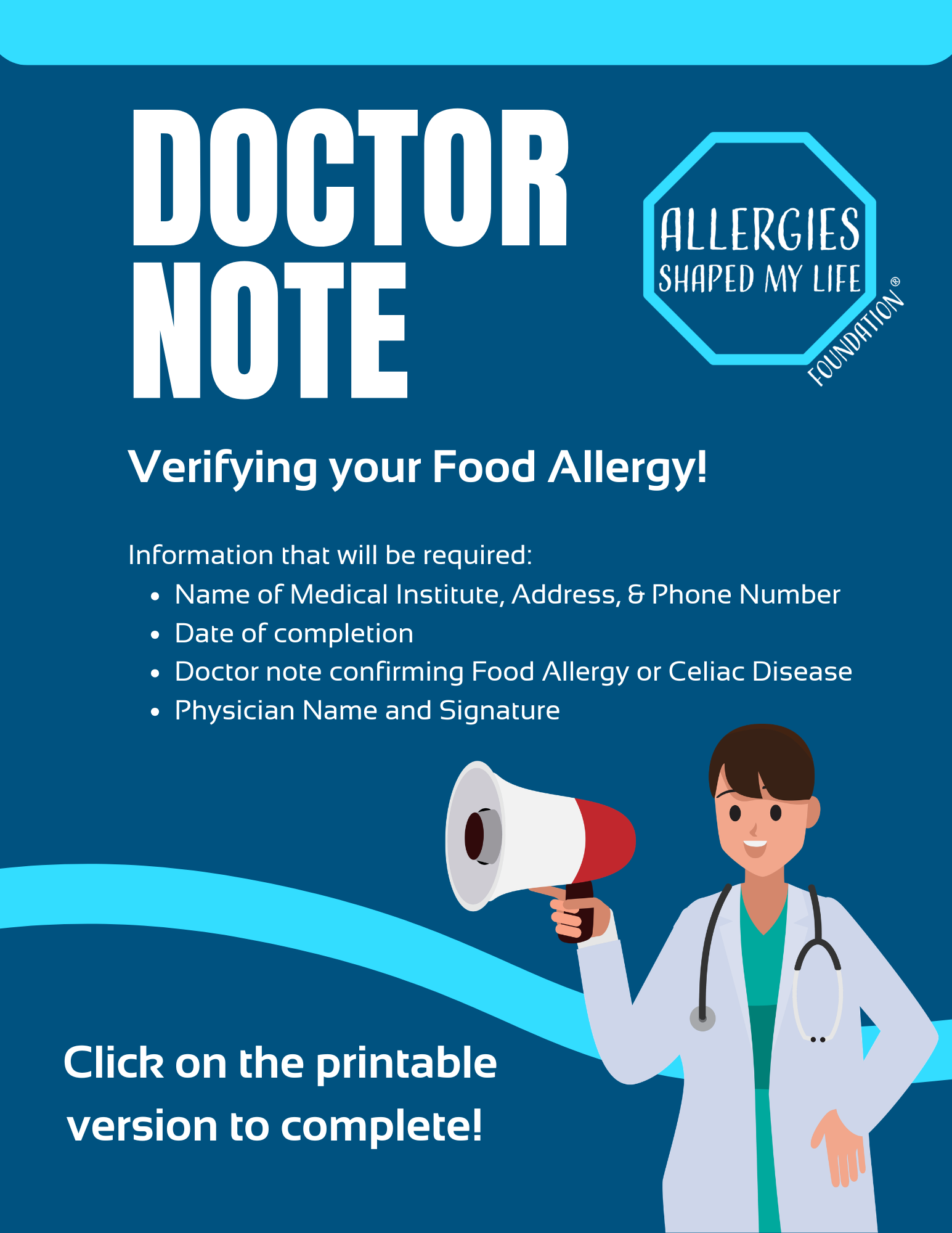 Doctor note — Allergies Shaped My Life Foundation