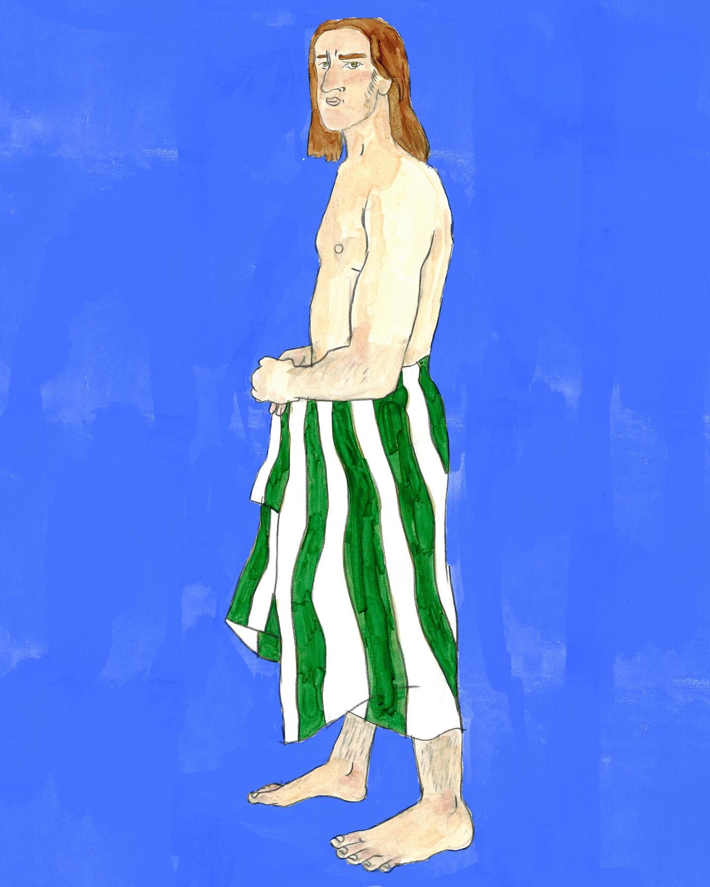Octave, 29 ans aujd et une personne sur le Canal Saint-Martin 🎂Crayon noir + feutre alcool + scan + retouches couleurs Procreate 🪄