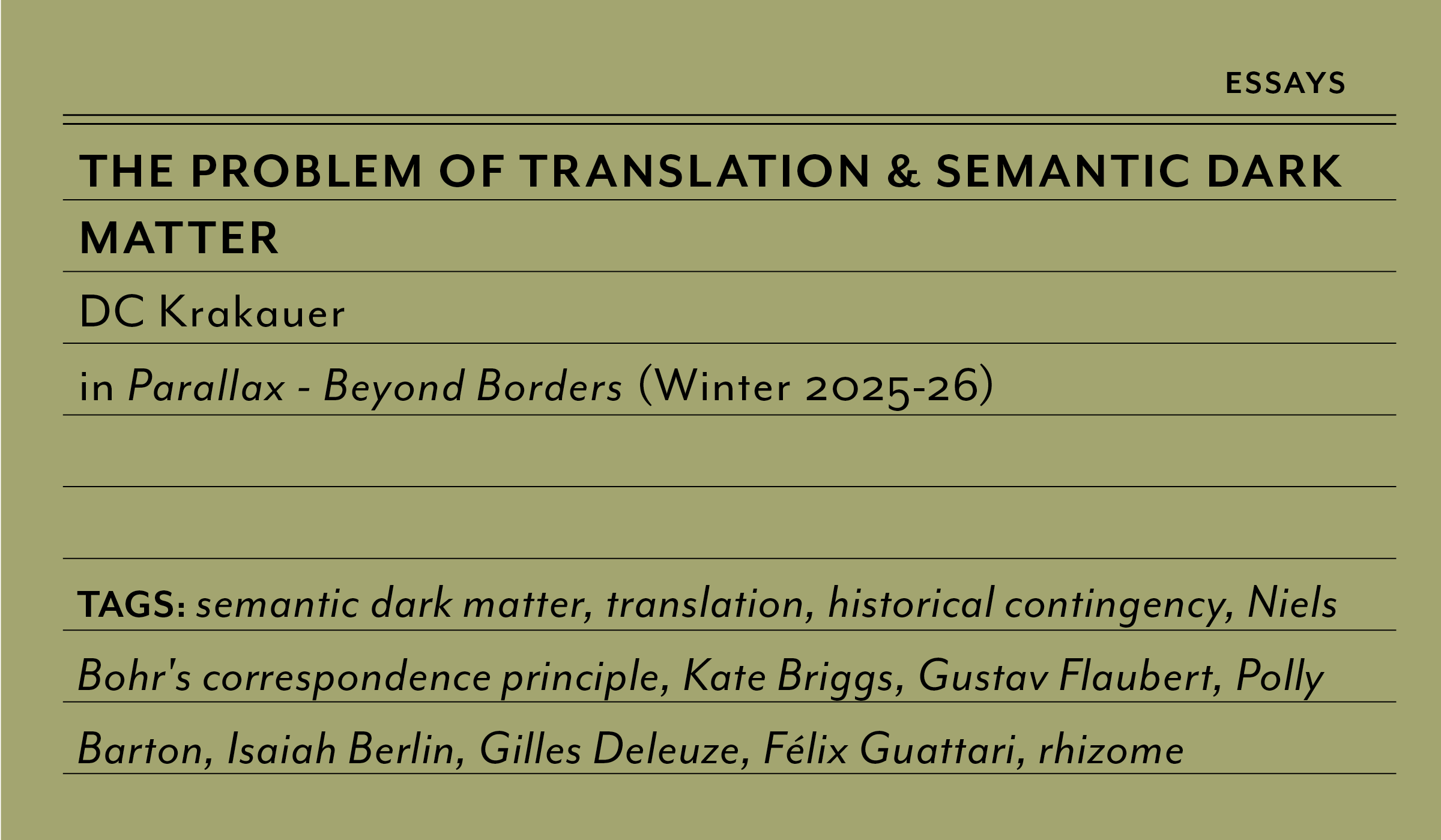 2026 The Problem of Translation &amp; Semantic Dark Matter