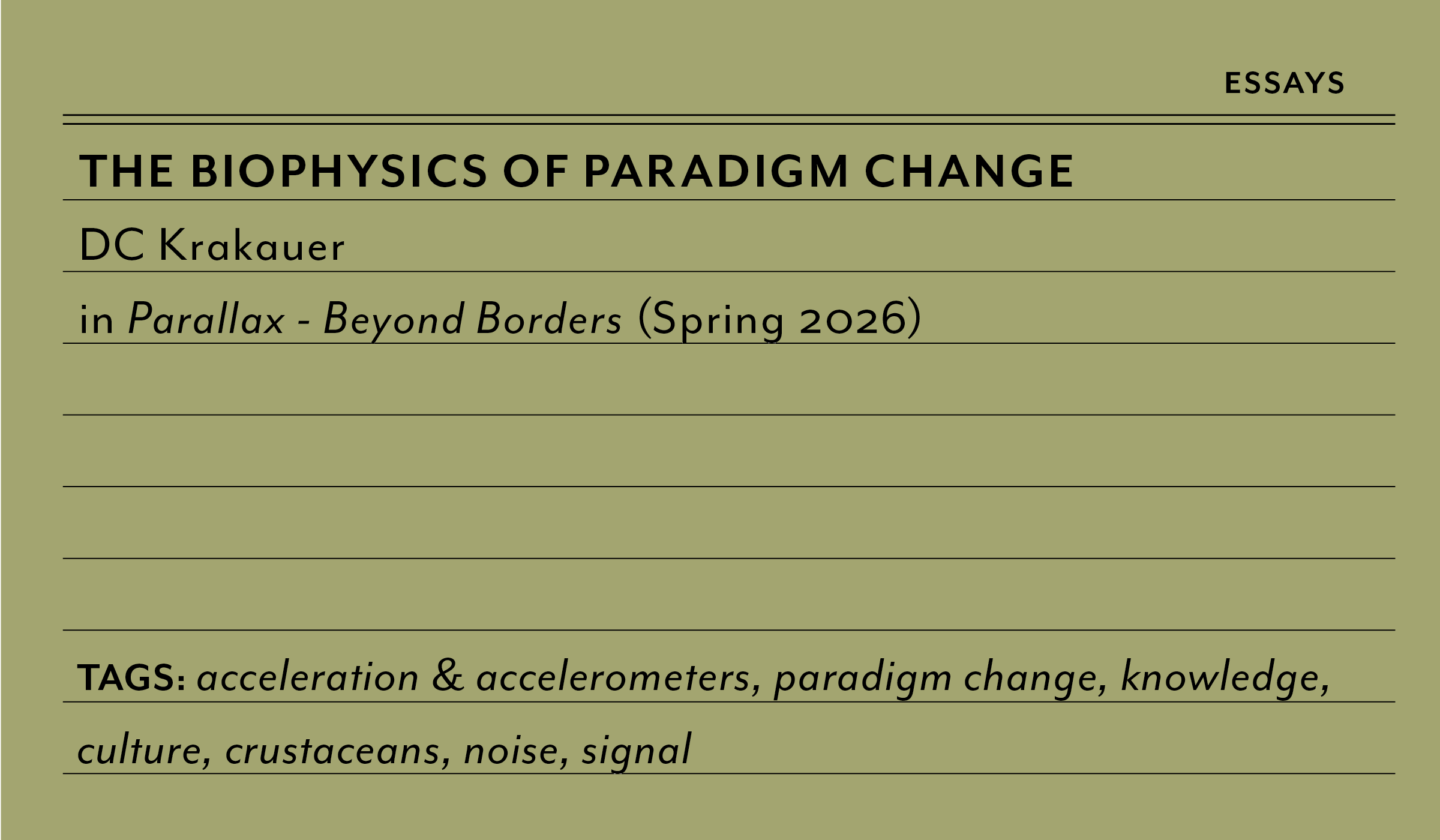 2026 The Biophysics of Paradigm Change