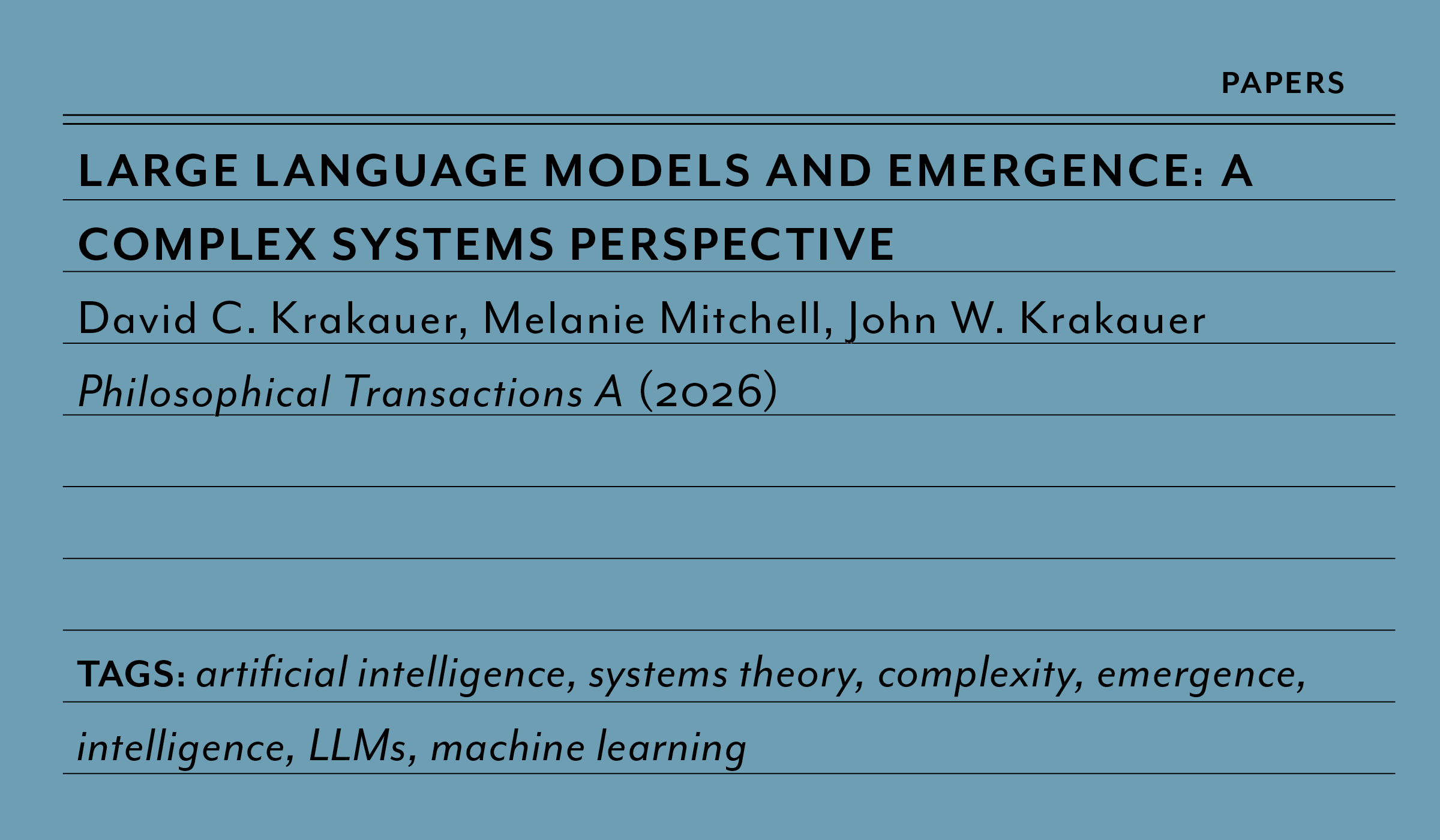 2026 Large Language Models and Emergence: A Complex Systems Perspective