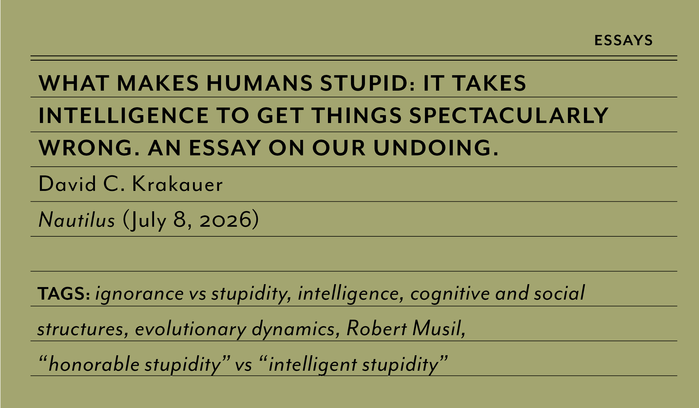 2026 What Makes Humans Stupid