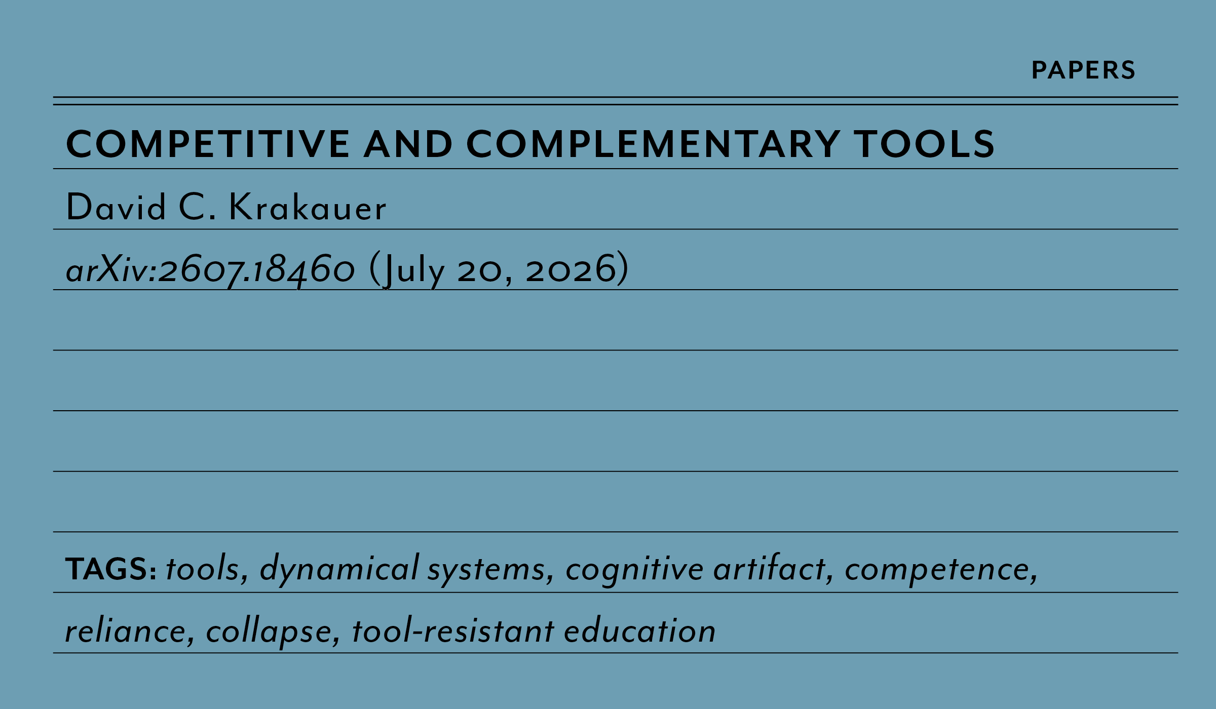 2026 Competitive and Complementary Tools 
